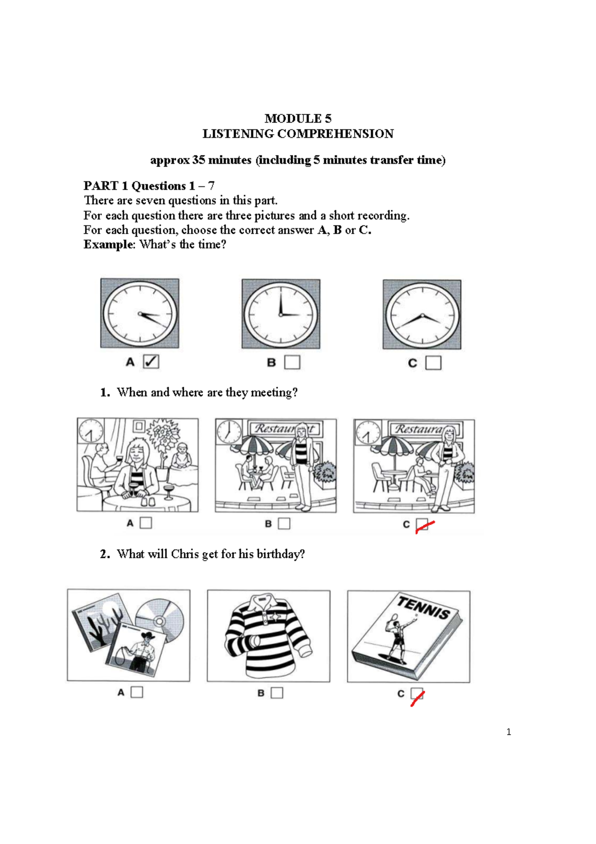 Module 5 - Listening Comprehension & Reading Practice - Studocu