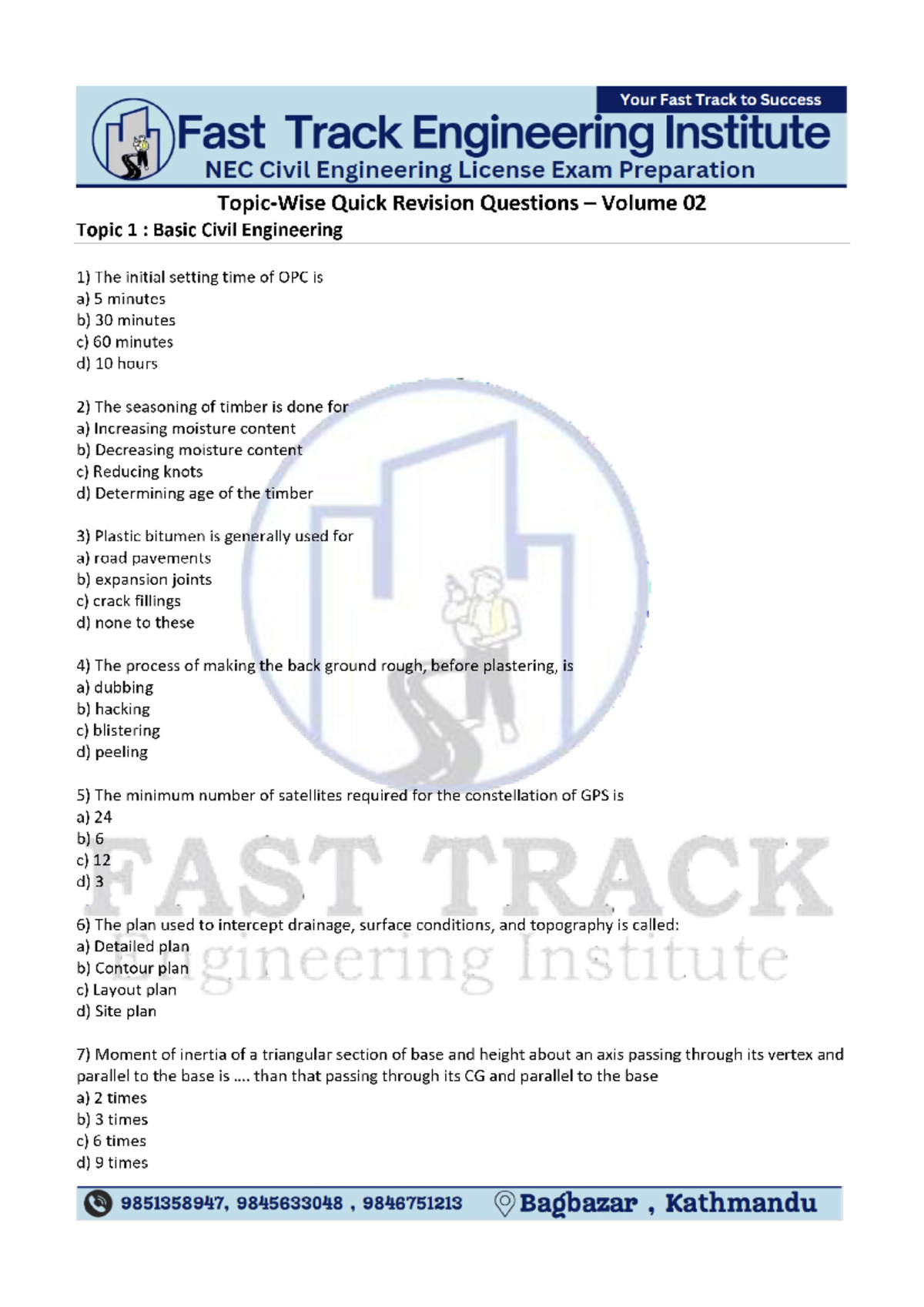 NEC Civil Engineering License Exam Prep: Volume 02 Quick Revision - Document Preview