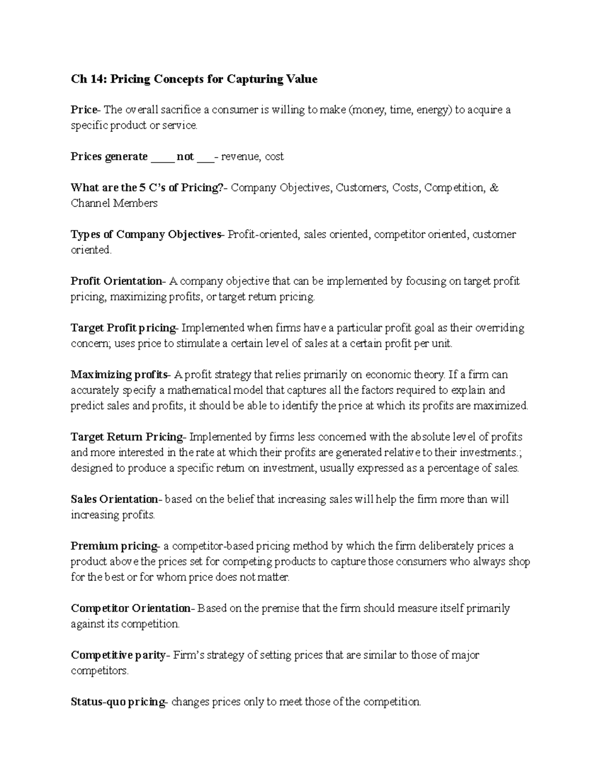 MKT 301 Final Exam Review: Key Pricing and IMC Concepts - Studocu
