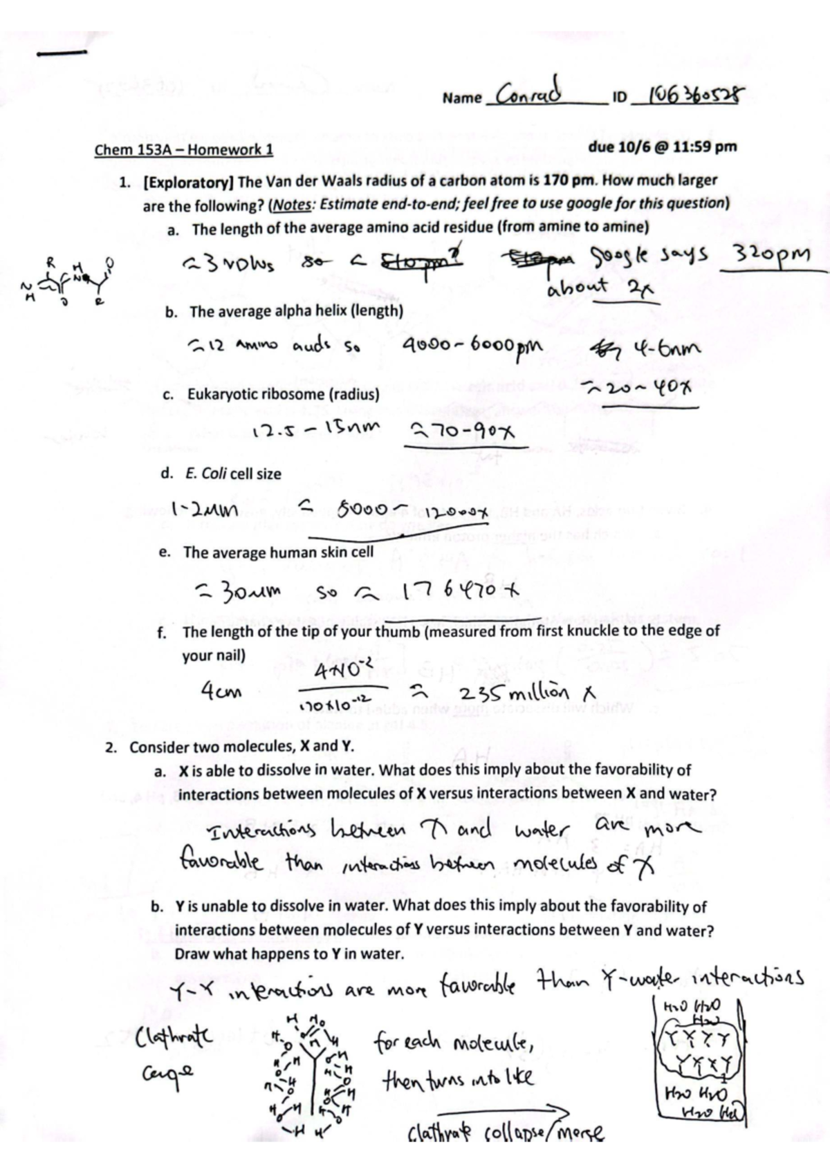 Chem 153A Homework 1: Van der Waals Radii & Acid-Base Concepts - Studocu