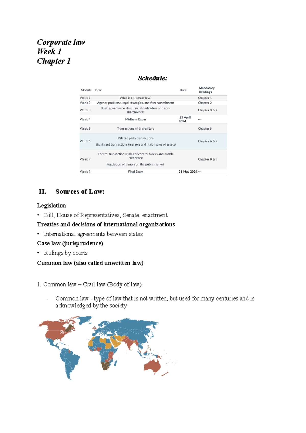 Corporate Law (LAW 101) - Lecture Summaries and Key Concepts - Studeersnel
