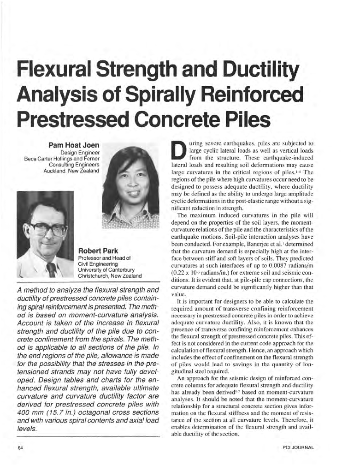 Flexural Strength & Ductility of Spirally Reinforced Prestressed ...