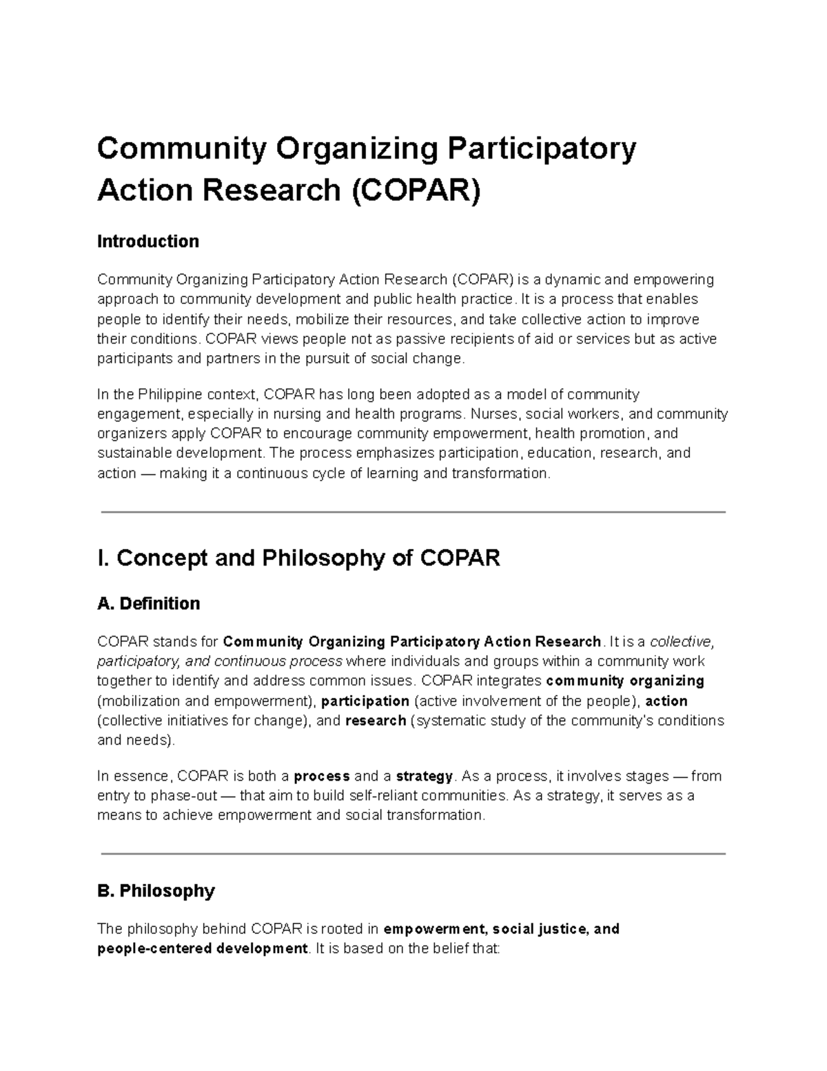 COPAR: Introduction to Community Organizing Participatory Action ...