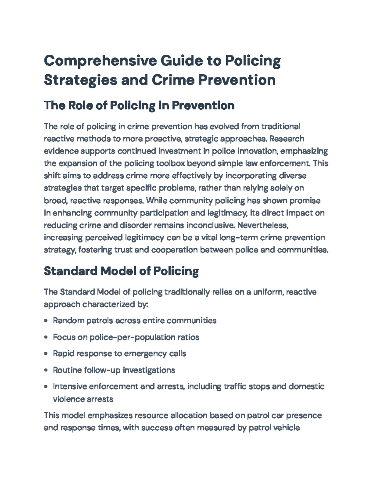 Comprehensive Guide to Policing Strategies & Crime Prevention (PSY 101 ...