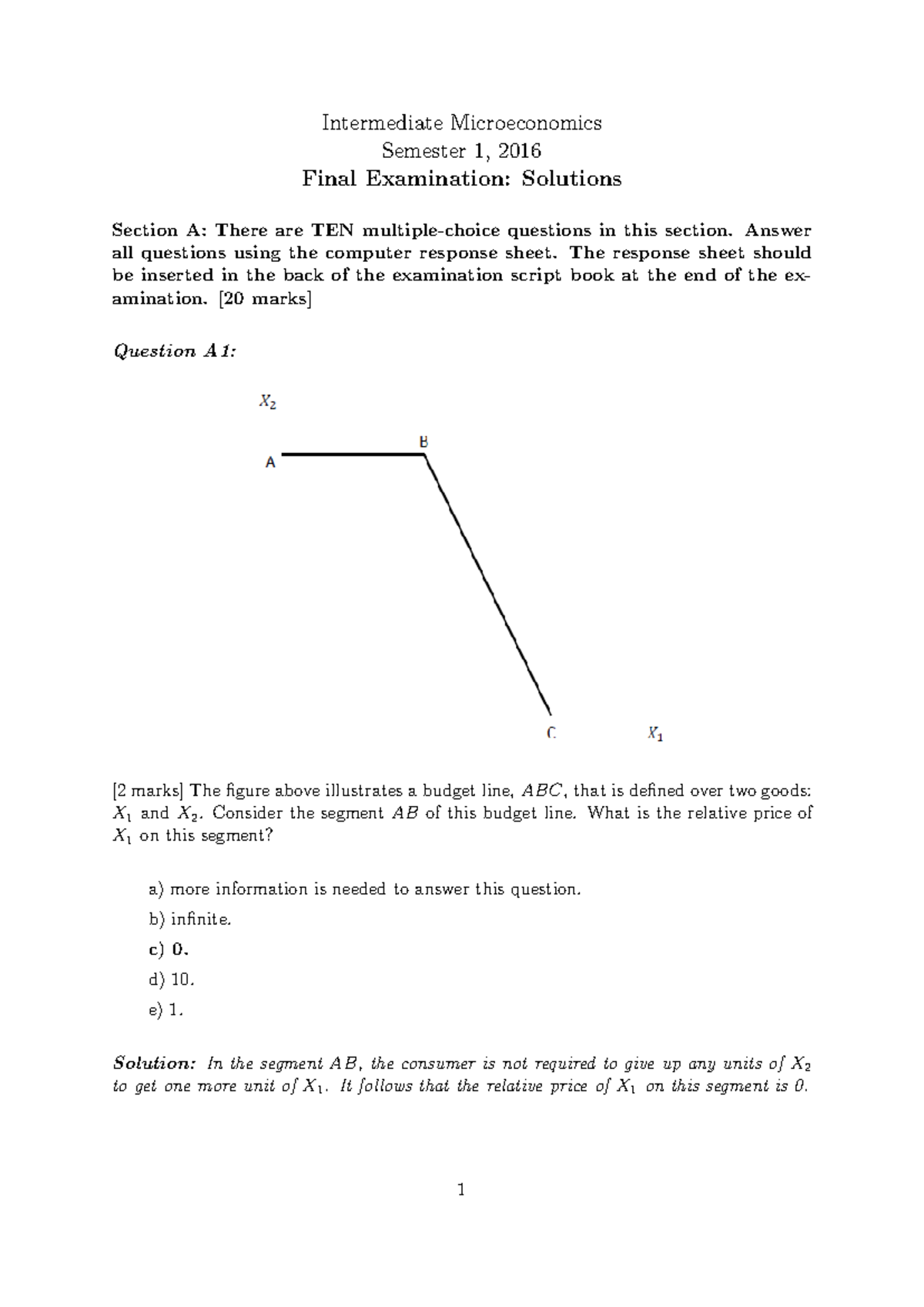Intermediate Microeconomics Final Exam Solutions (IM 2016) - Studocu