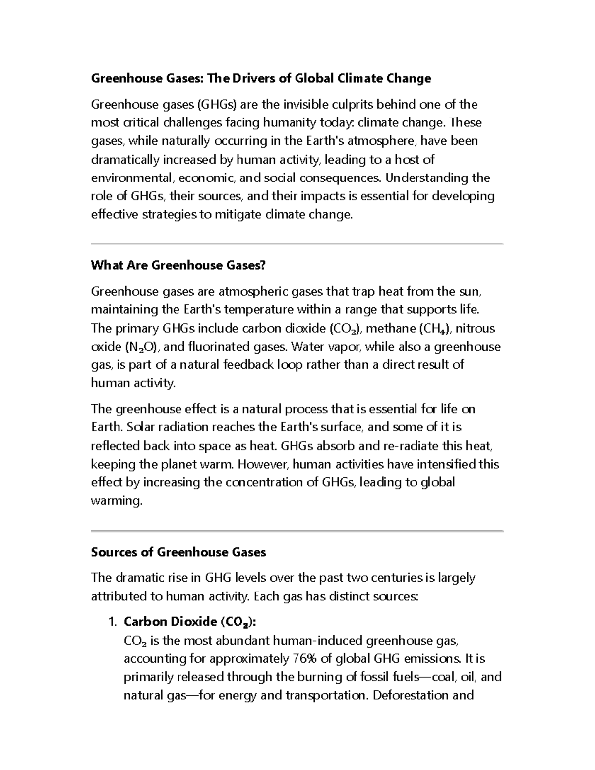 Greenhouse Gases and Climate Change: Understanding Their Impact ...