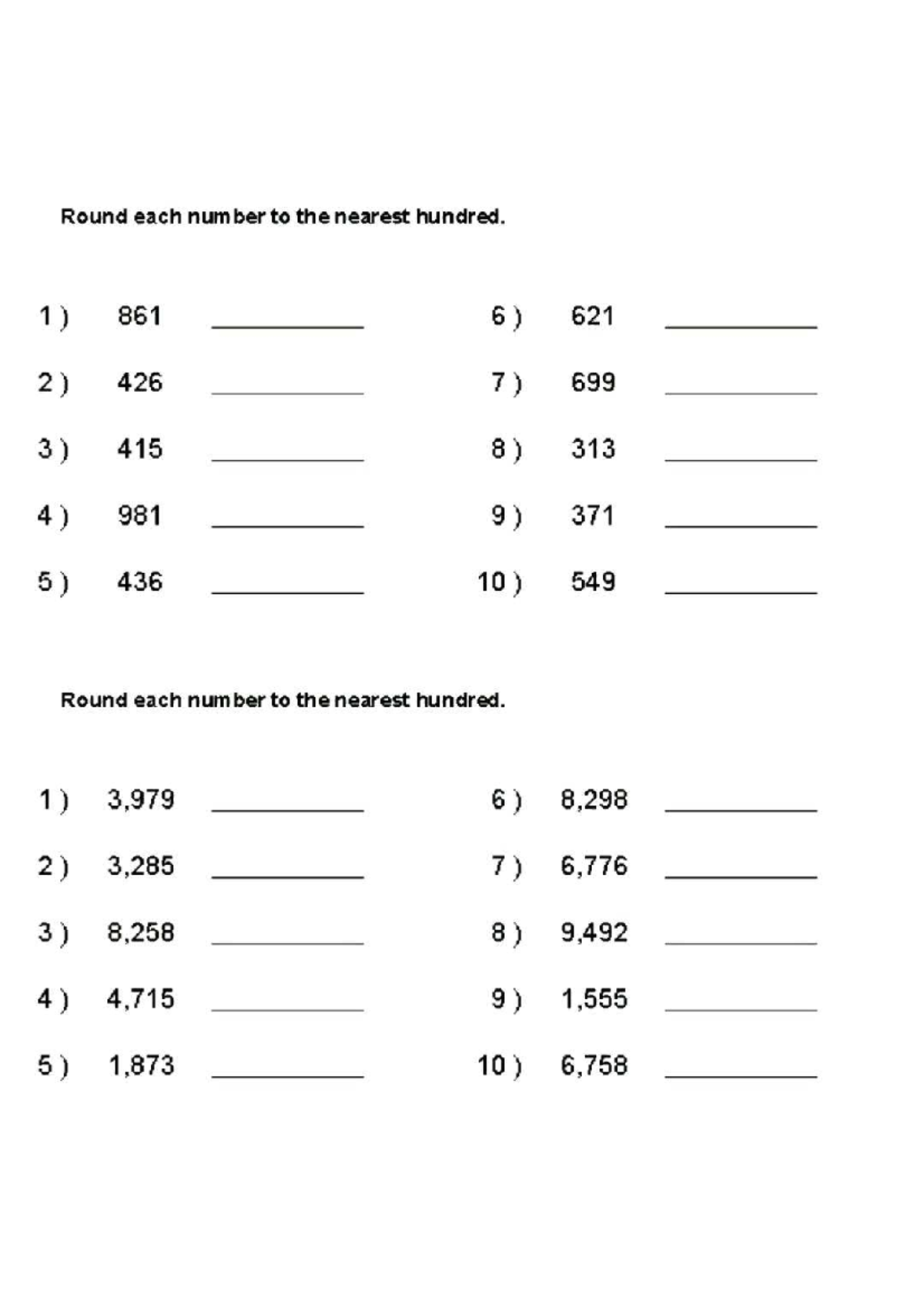 Rounding Numbers to the Nearest Hundred: Practice Exercises - Studocu
