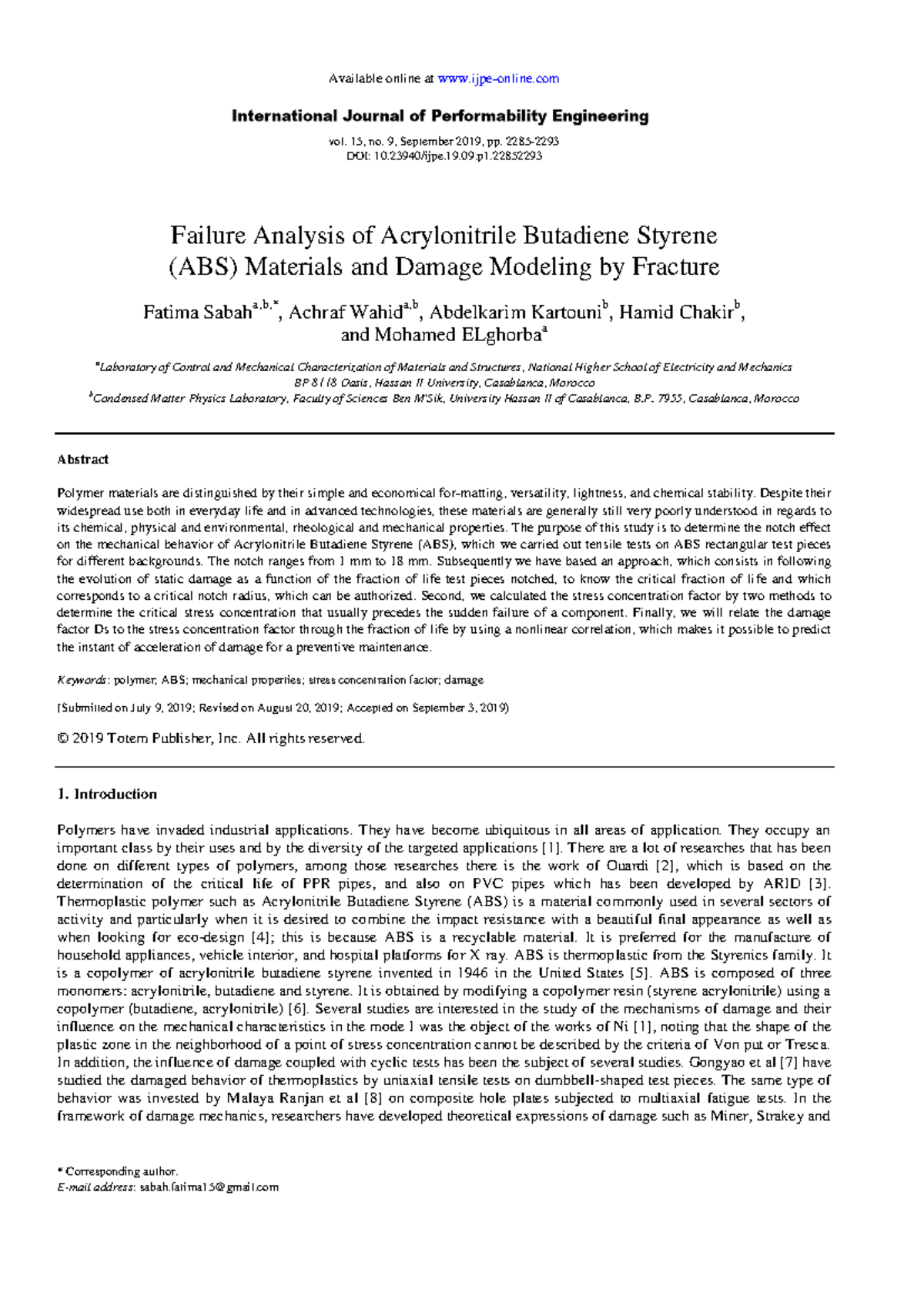 Failure Analysis and Damage Modeling of ABS Materials - Studocu
