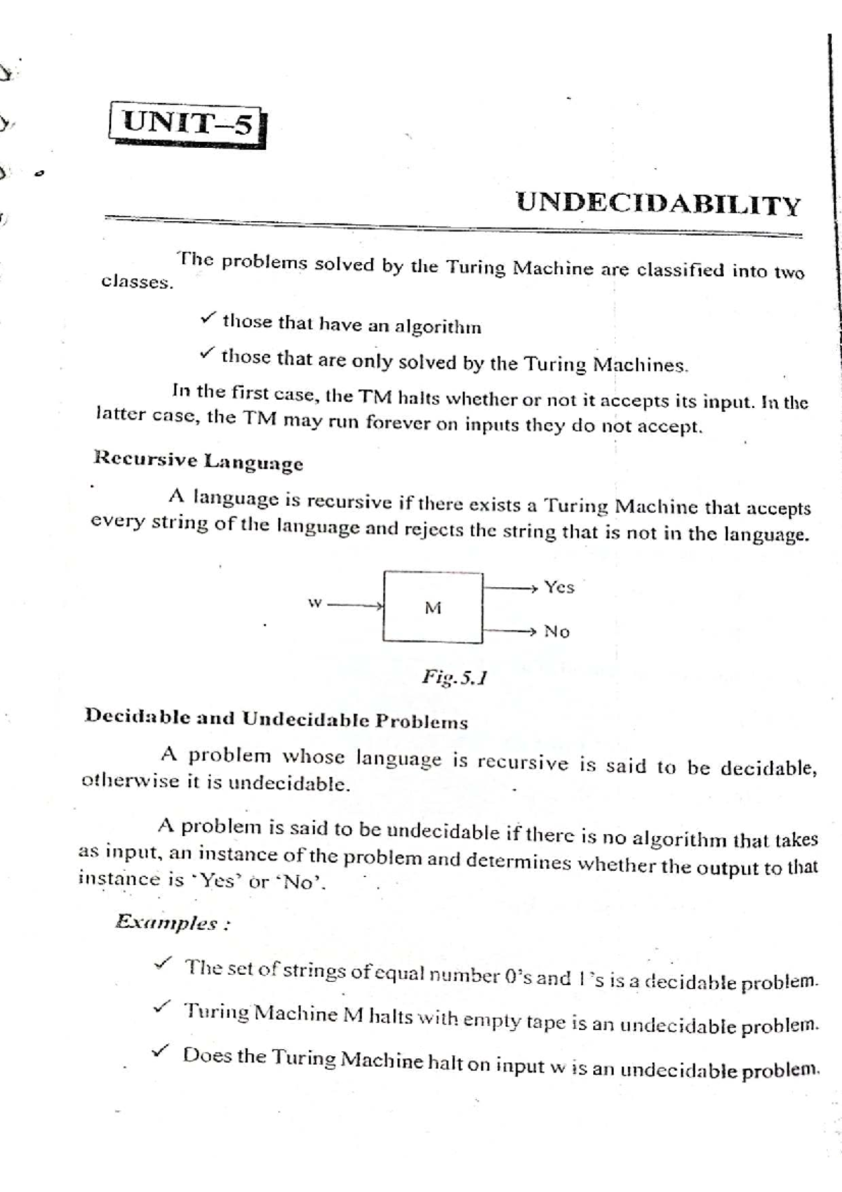 Theory of Computation: Undecidability and Turing Machines (TOC 5) - Studocu