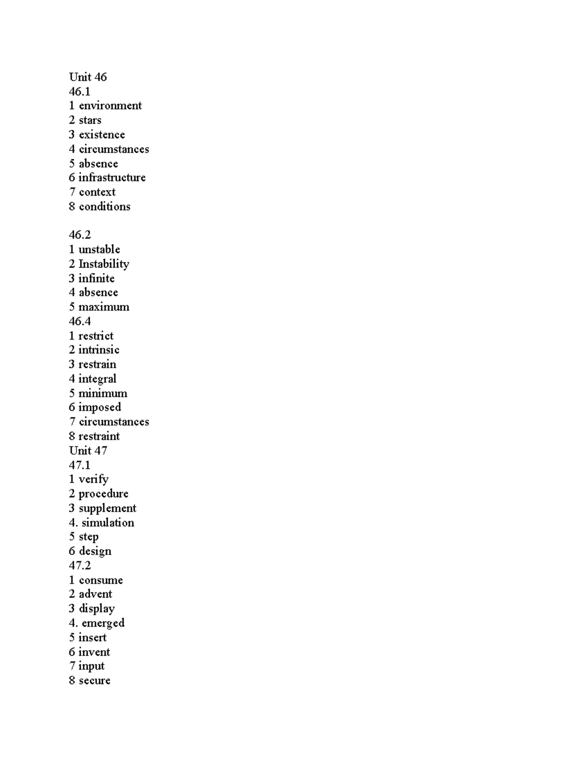 Unit 46-48 Vocabulary & Concepts - 9.hs Word Forms Exam Notes - Studocu
