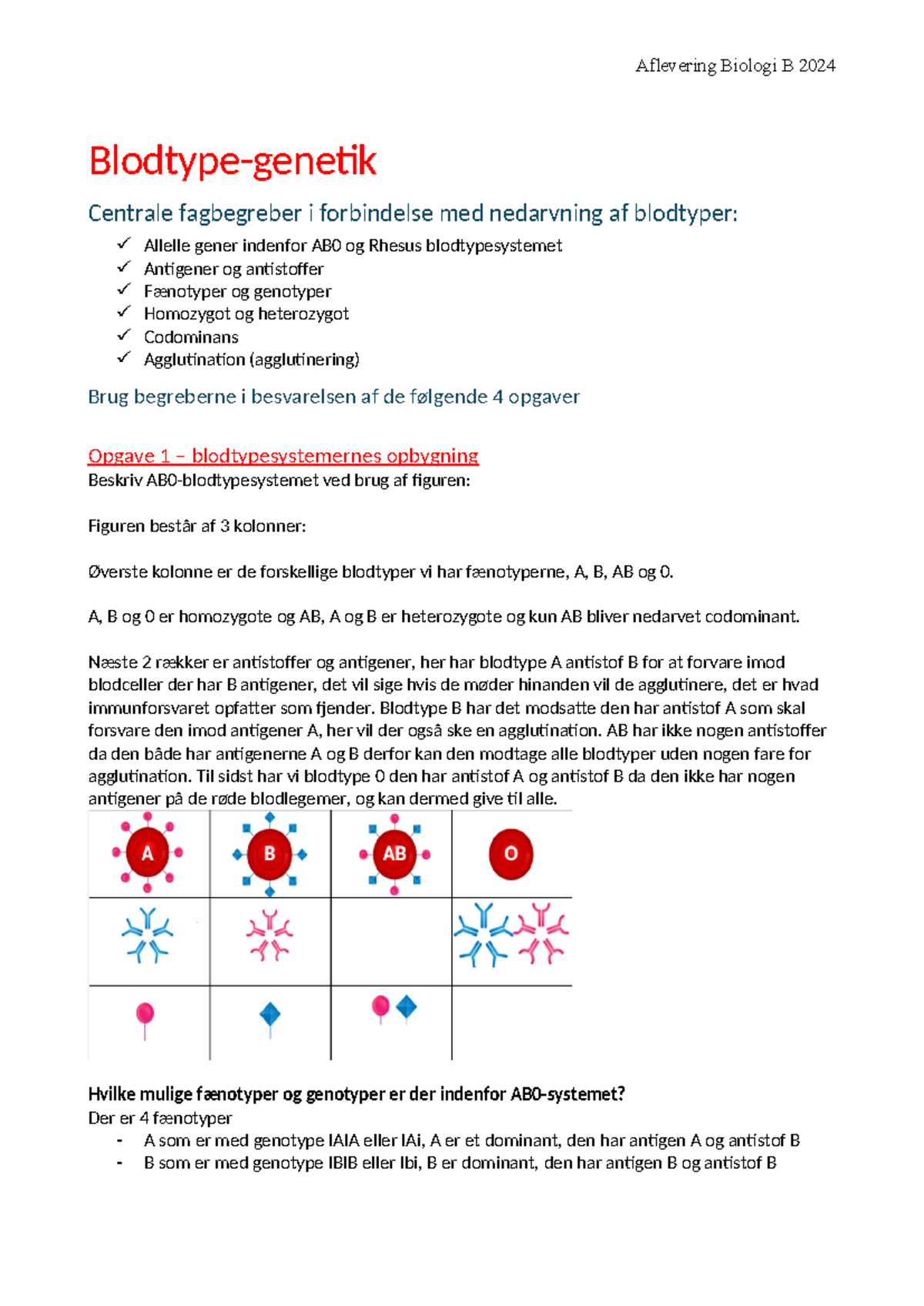 Blodtyper og Genetik: AB0- og Rhesus-systemet - Opgaver og Forklaringer ...