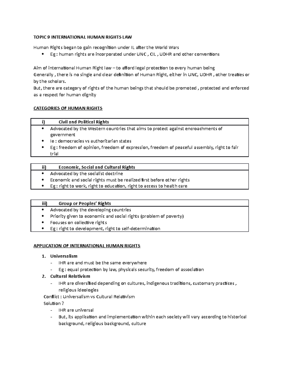 Topic 9 International Human Rights LAW - TOPIC 9 INTERNATIONAL HUMAN ...