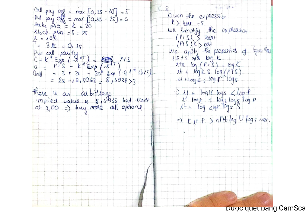 Final Exam Notes: Call and Put Options Analysis for FIN 101 - Studocu