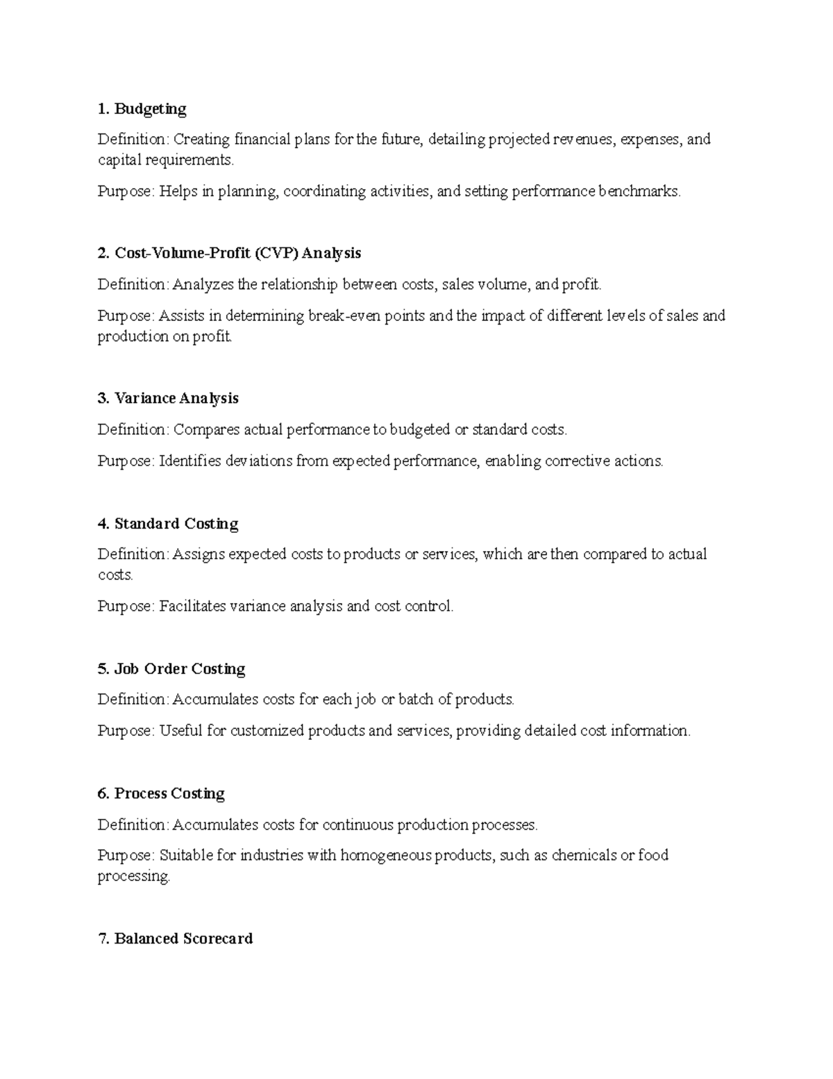 MA-techniques - MA note - Budgeting Definition: Creating financial ...