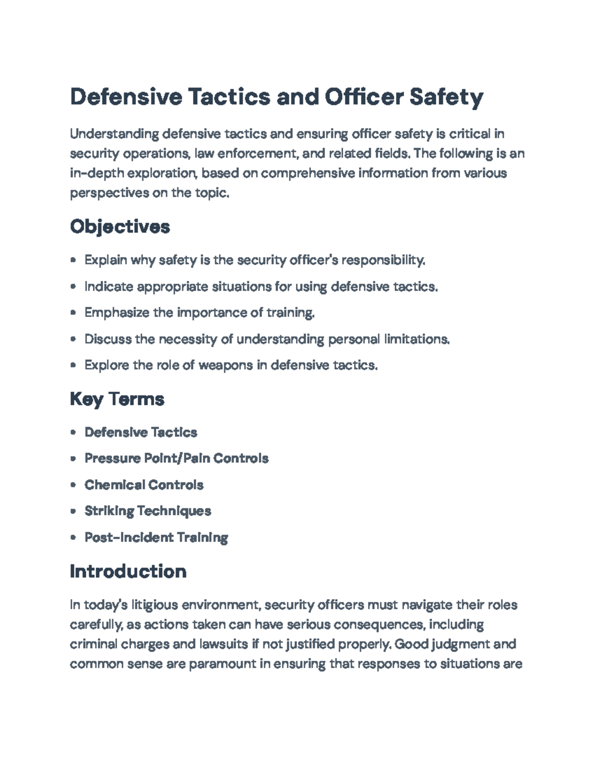 Defensive Tactics & Officer Safety: Essential Strategies for Security ...
