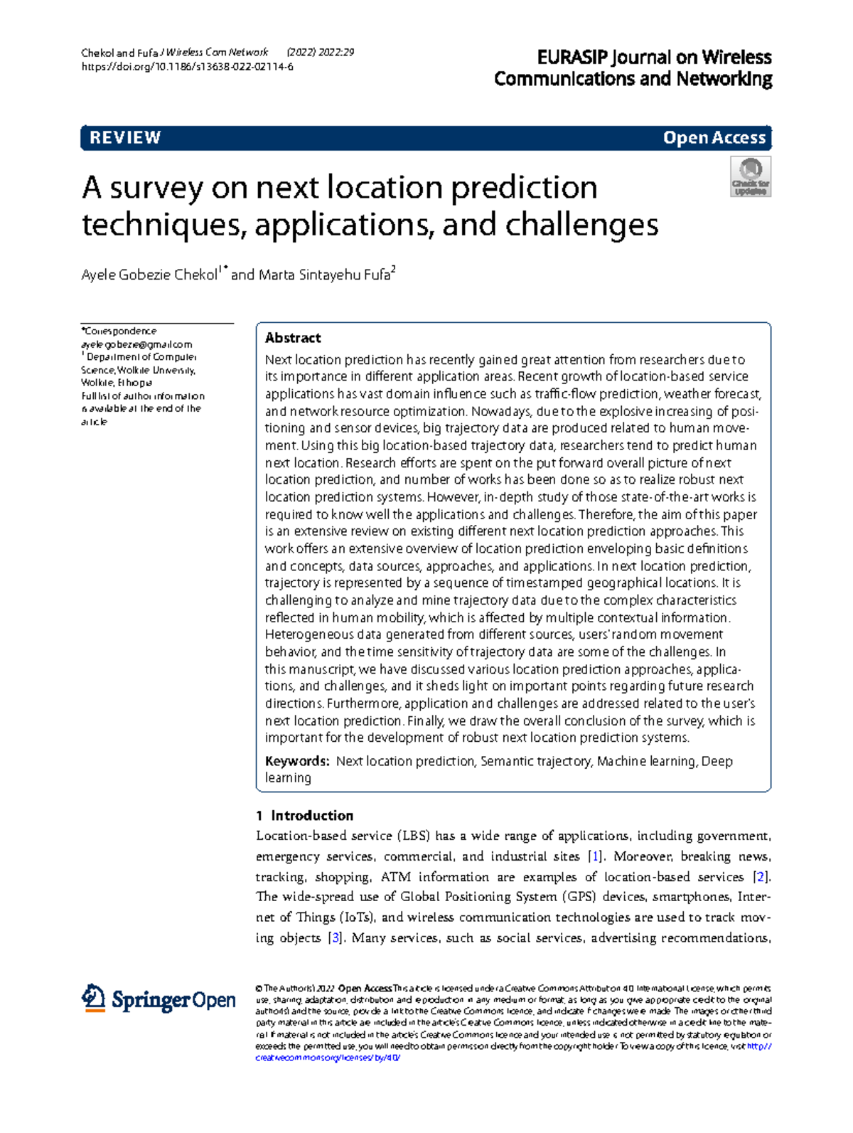Survey on Next Location Prediction Techniques - CS 2022:29 - Studocu