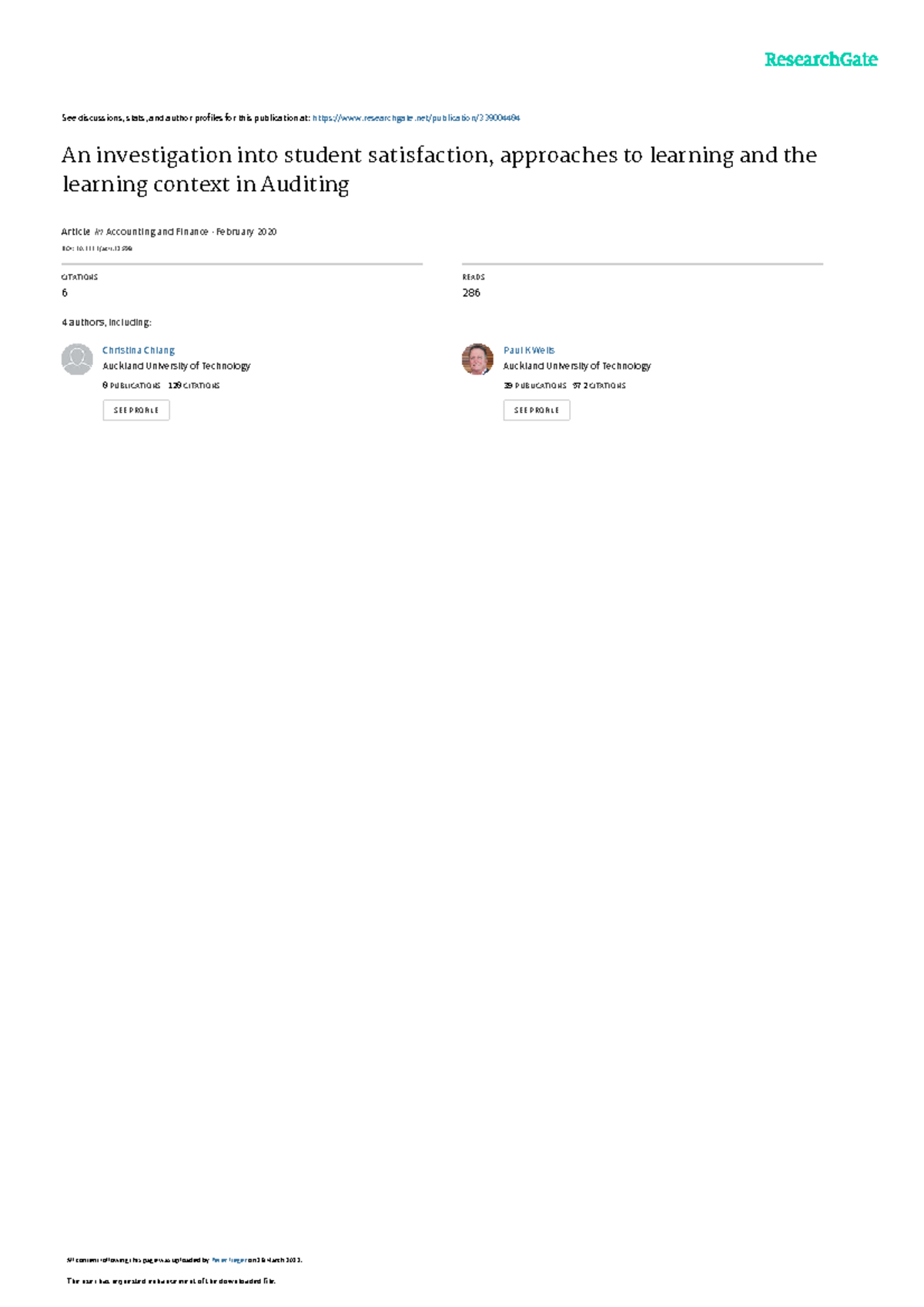CA 367904: Student Satisfaction and Learning Approaches in Auditing ...