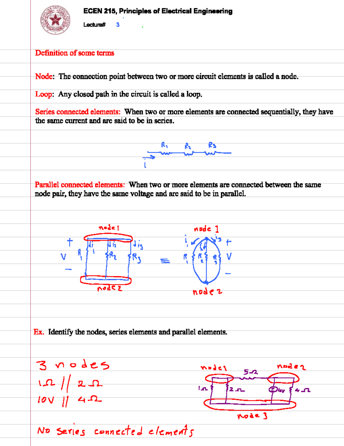 UNIV ECEN 215, Principles of Electrical Engineering Study Notes - Studocu