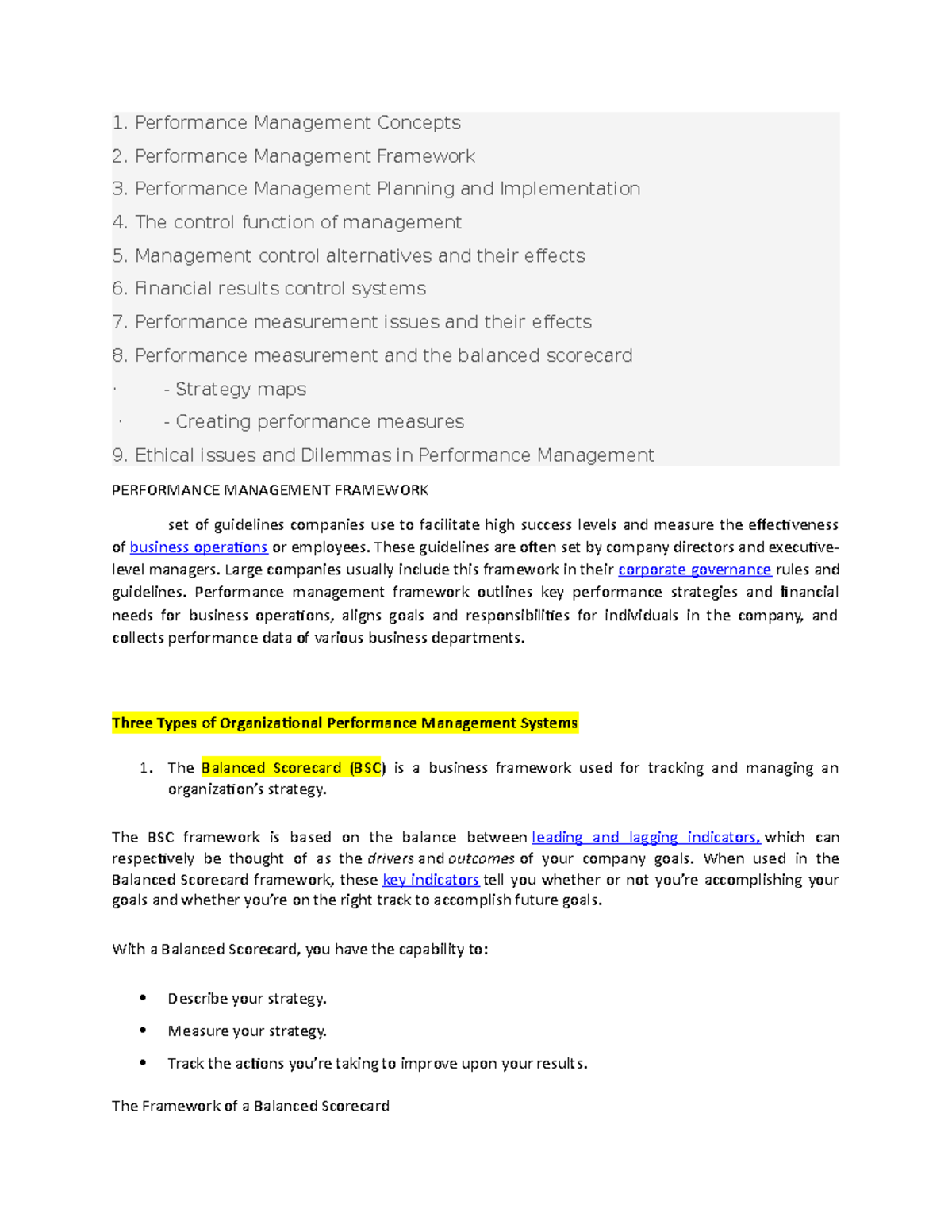 PMS #2 Lecture Notes - Key Concepts in Performance Management - Studocu