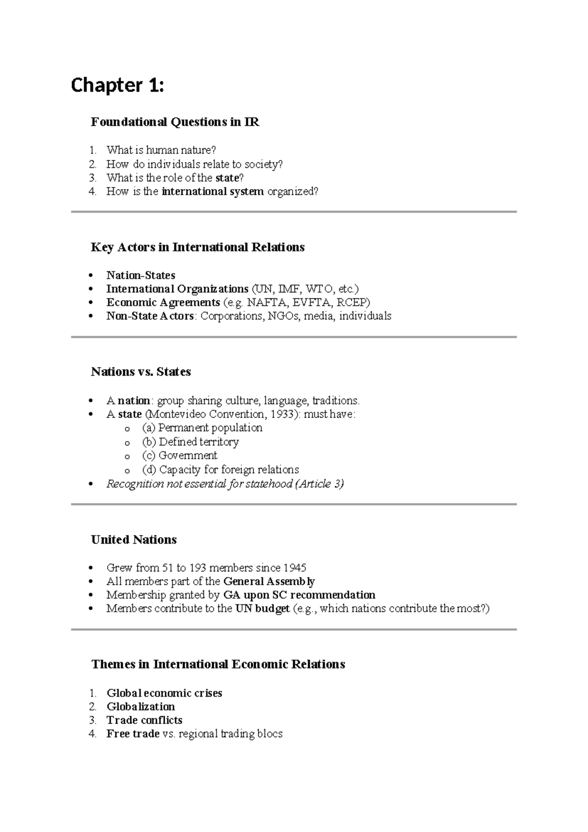 Summary of Key Concepts in International Relations (QHQT) - Studocu