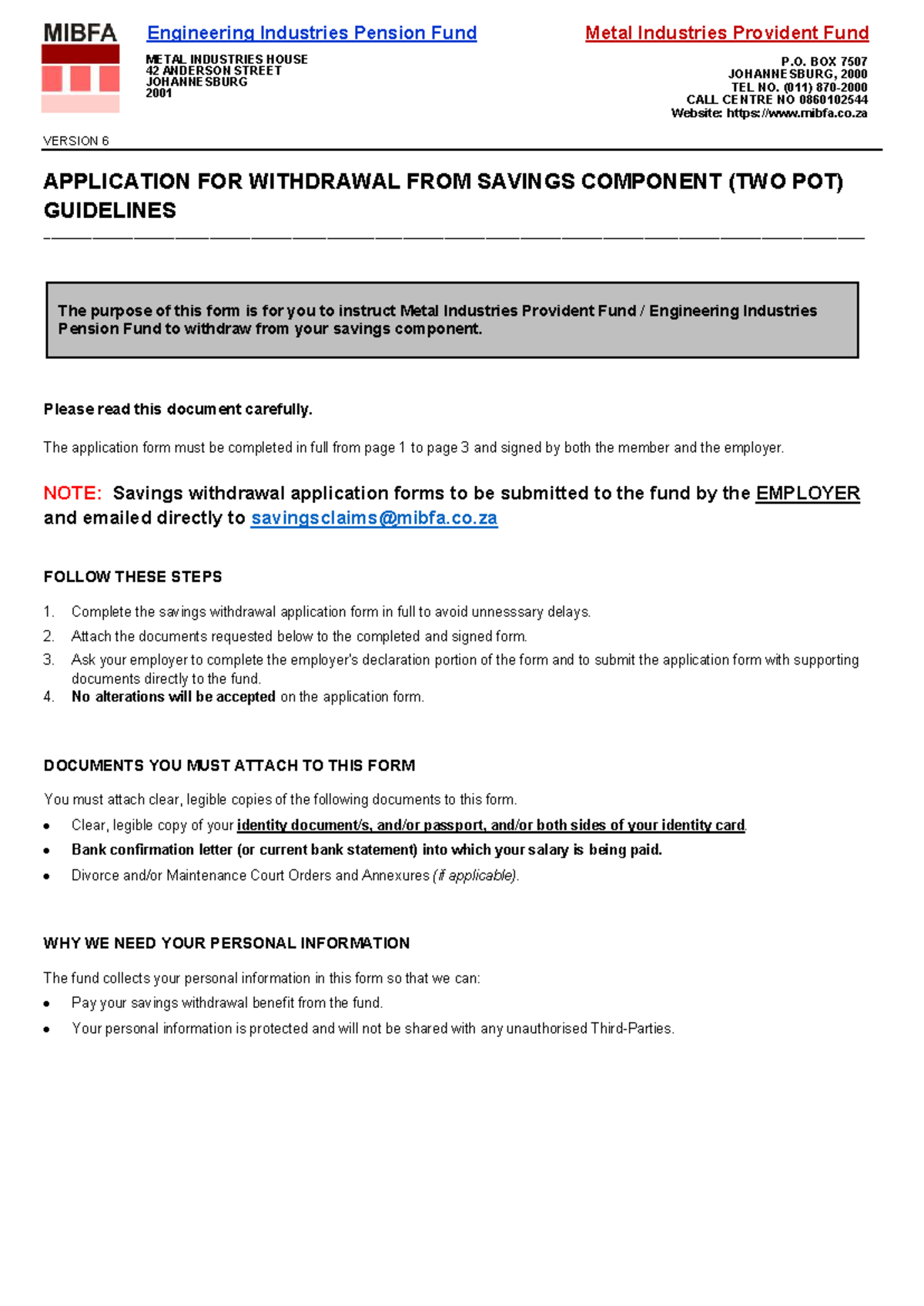 Mibfa Savings Withdrawal Application Form V6 March 2025 Studocu