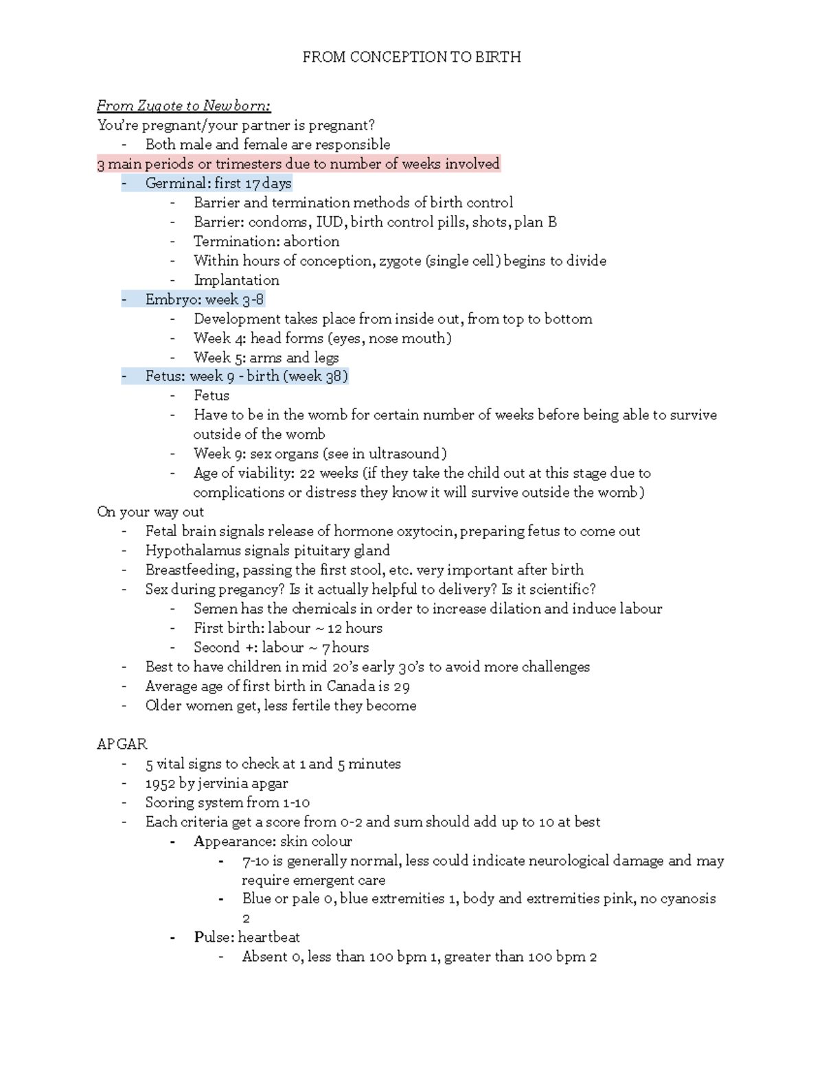 Human Development week 2 lecture - From Zygote to Newborn: You’re ...