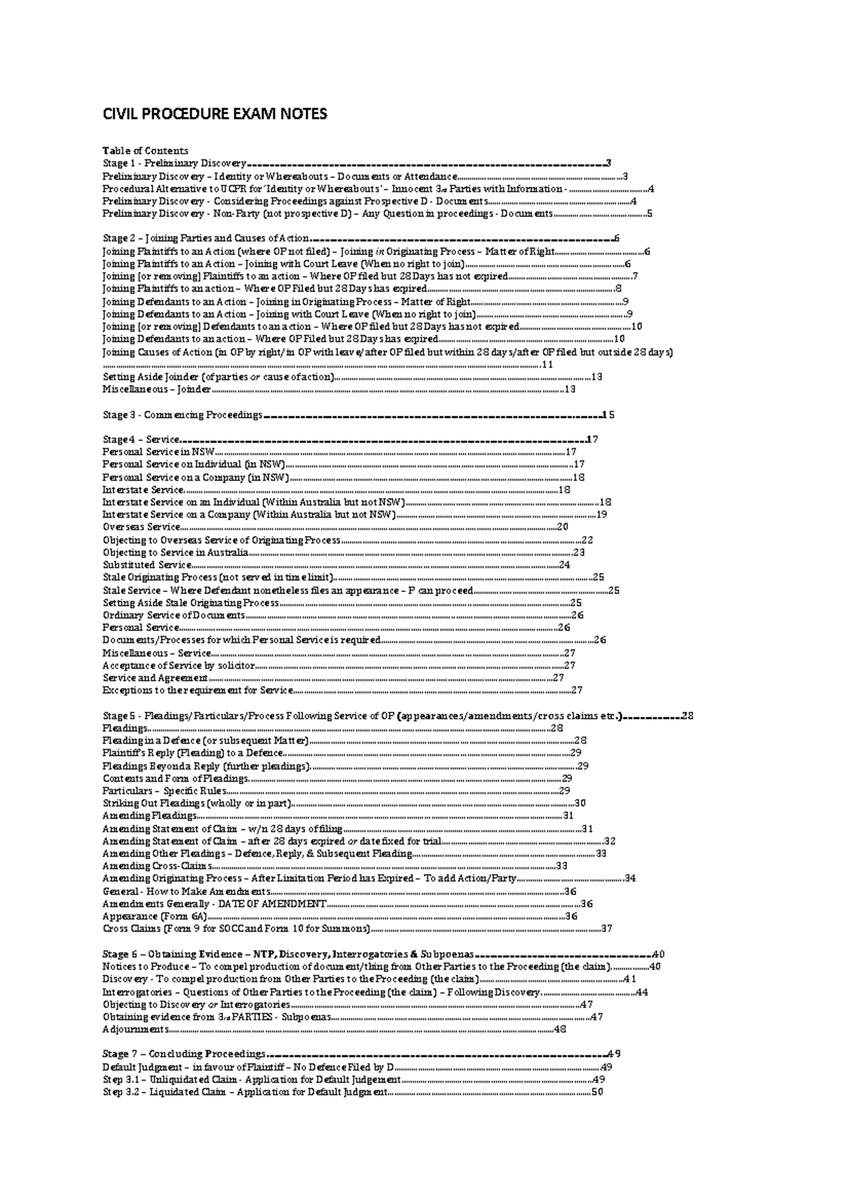 CIVIL PROCEDURE 101: Comprehensive Exam Notes for UCPR - Studocu