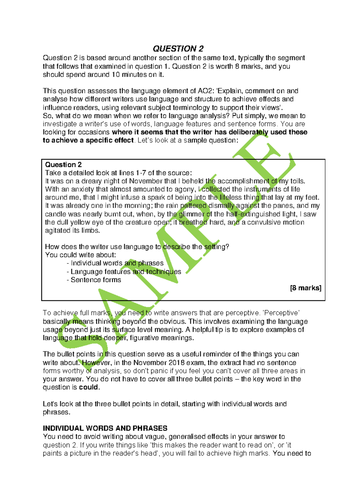 LANG-Guide: Sample Analysis for Language Exam Question 2 - Studocu