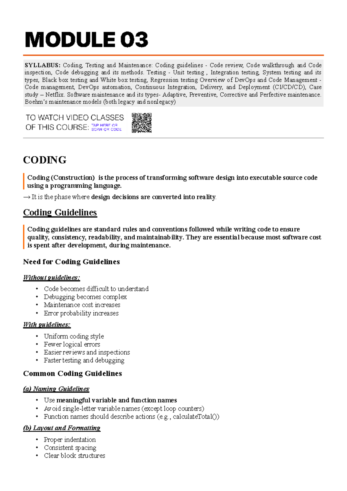 M3 - Software Engineering: Coding, Testing, and DevOps Overview - Studocu