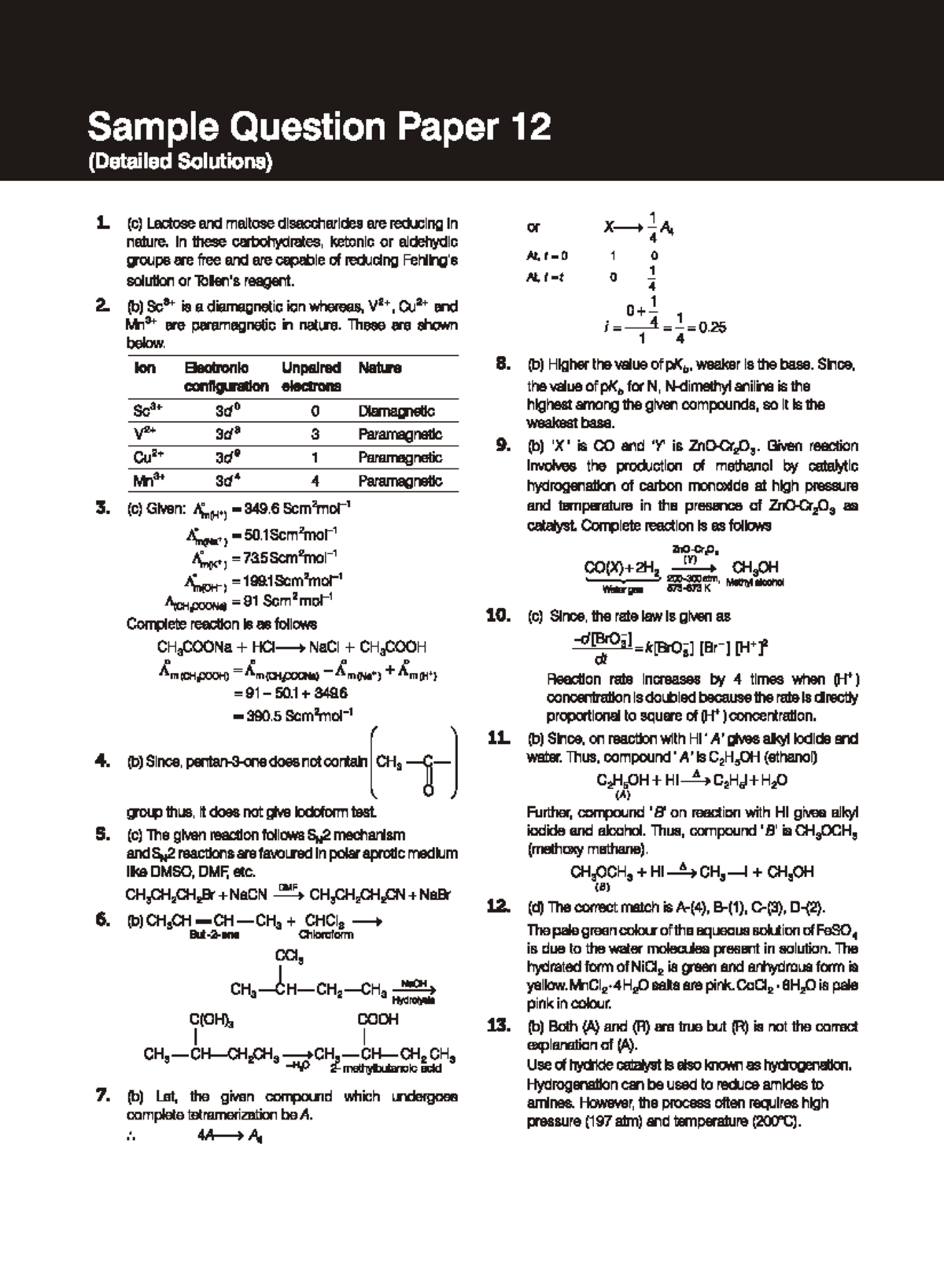 I Succed CBSE chemistry 12th Sample Paper 12 - Sample Question Paper 12 ...