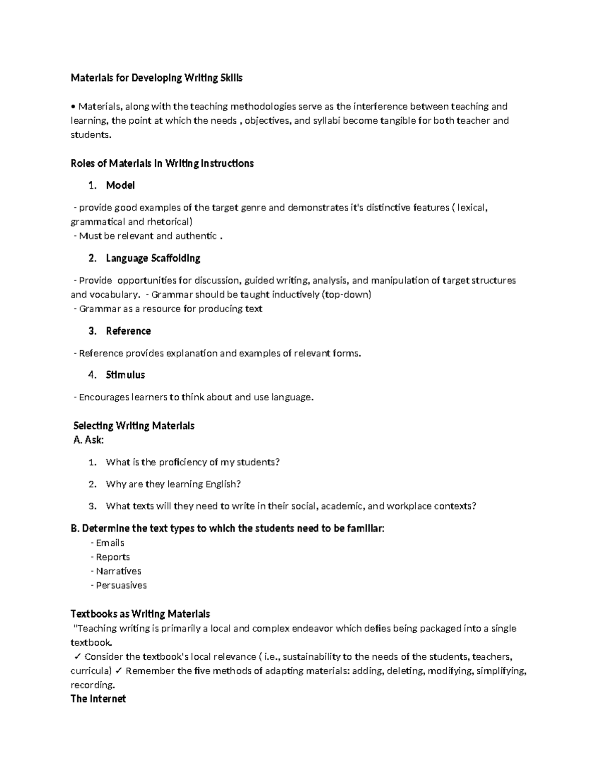 Materials for Developing Writing Skills (EPS) - Teaching Methodologies ...
