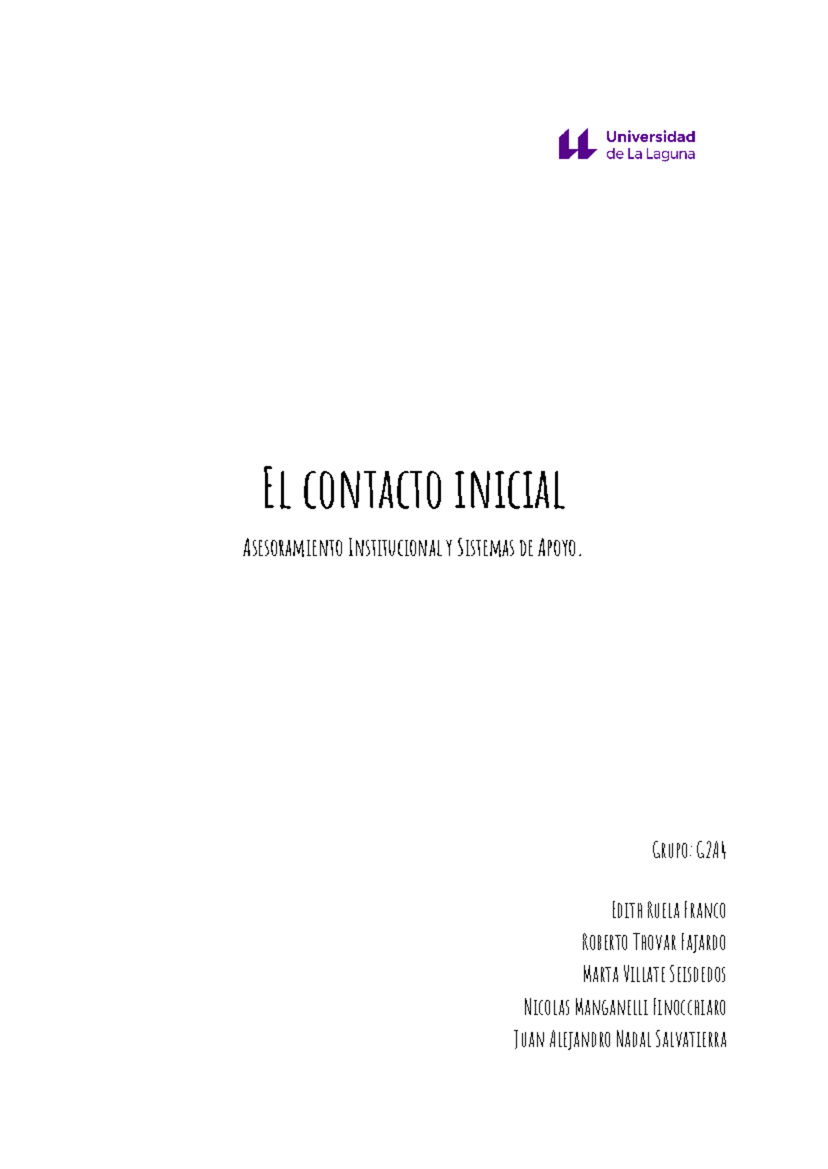 Informe sobre el Proceso de Contacto Inicial en Asesoramiento Educativo ...
