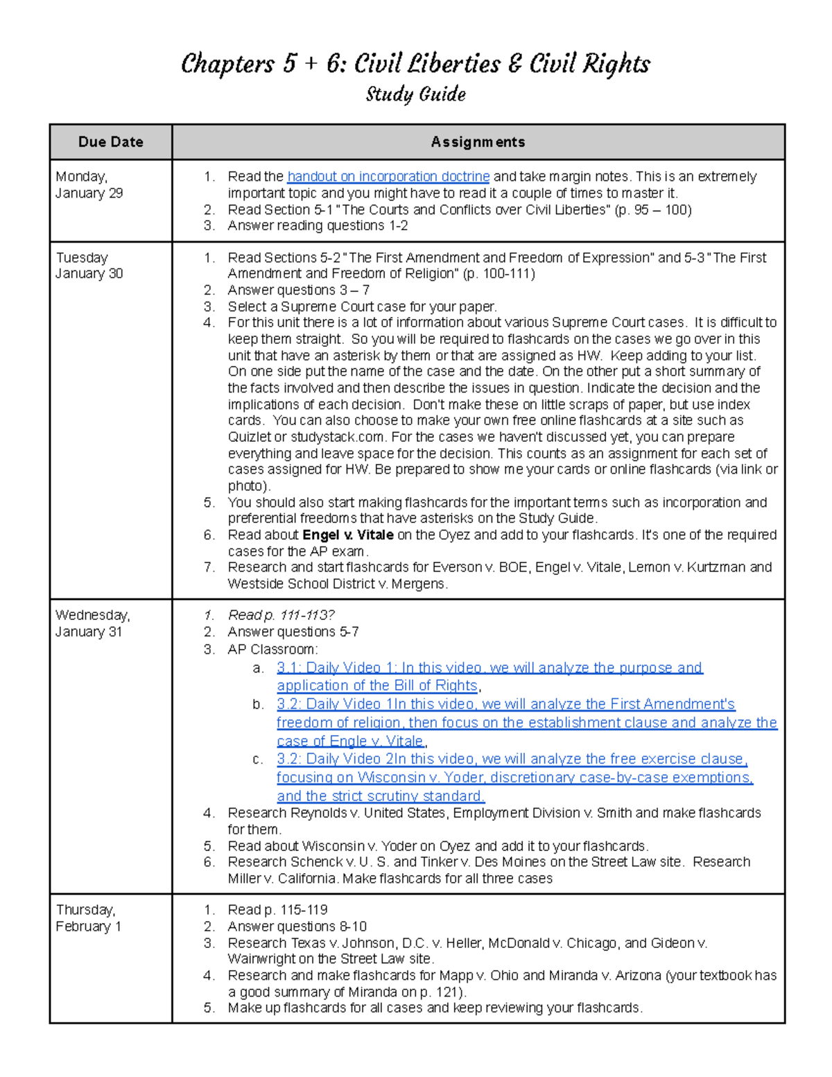 Civil Liberties & Civil Rights Study Guide (Ch. 5-6) for AP Exam - Studocu