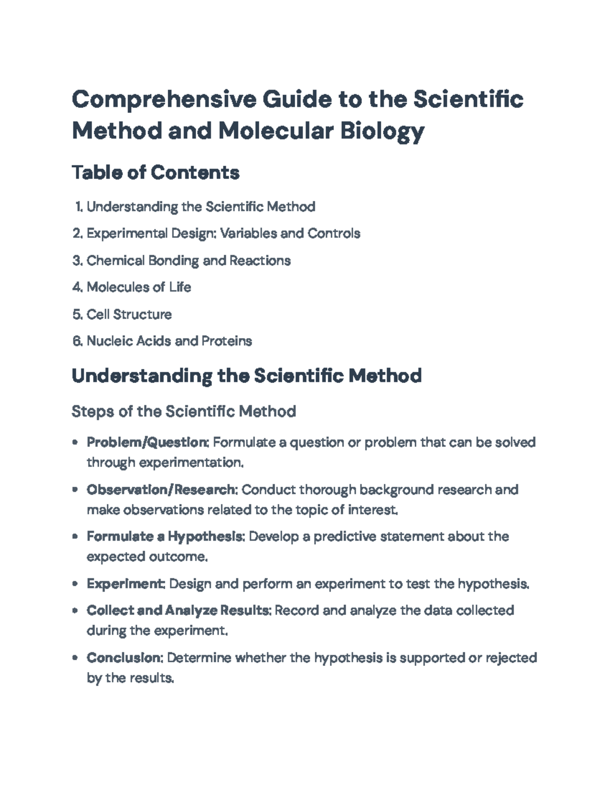 Comprehensive Guide to the Scientific Method & Molecular Biology ...