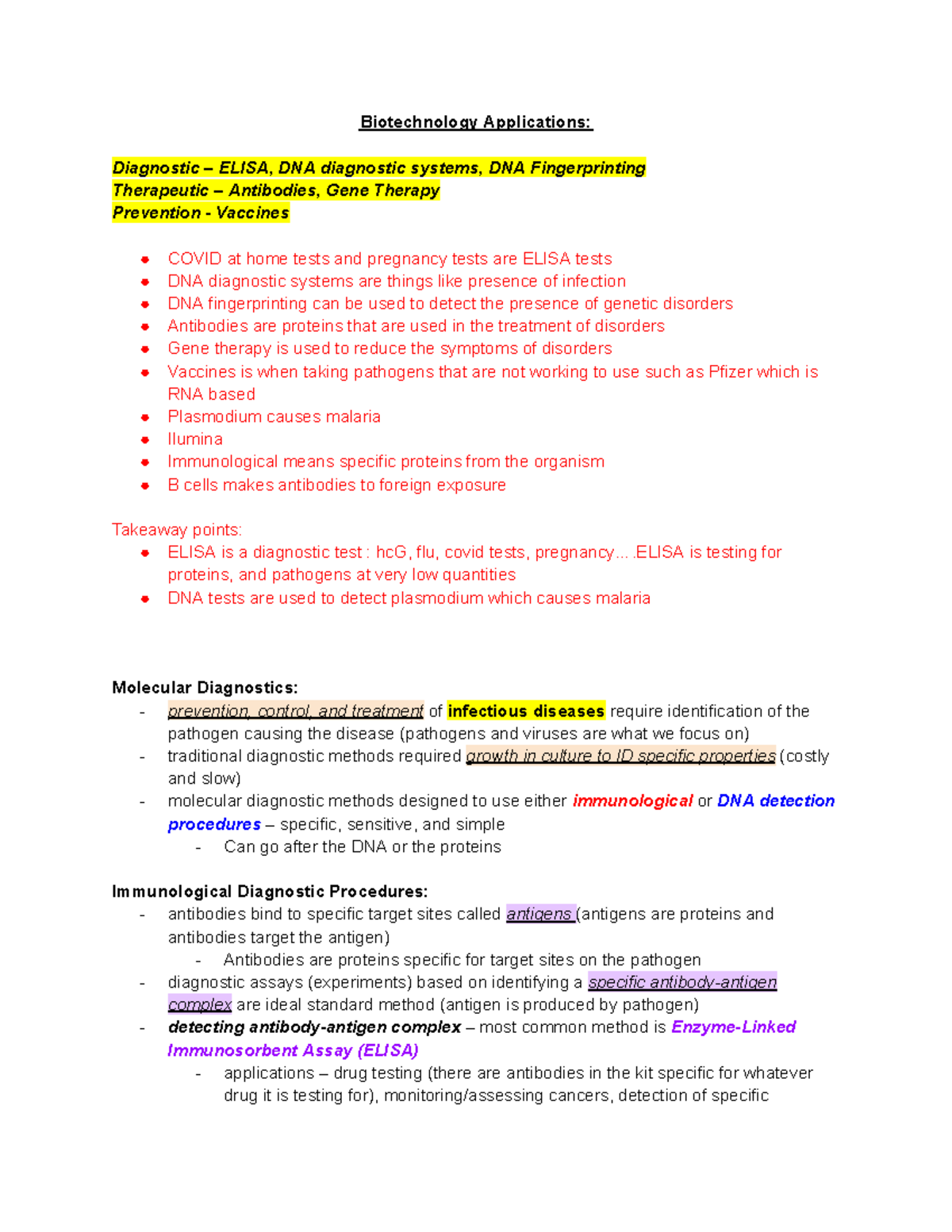 Biotechnology Applications: Diagnostic & Therapeutic Methods (Exam 2 ...
