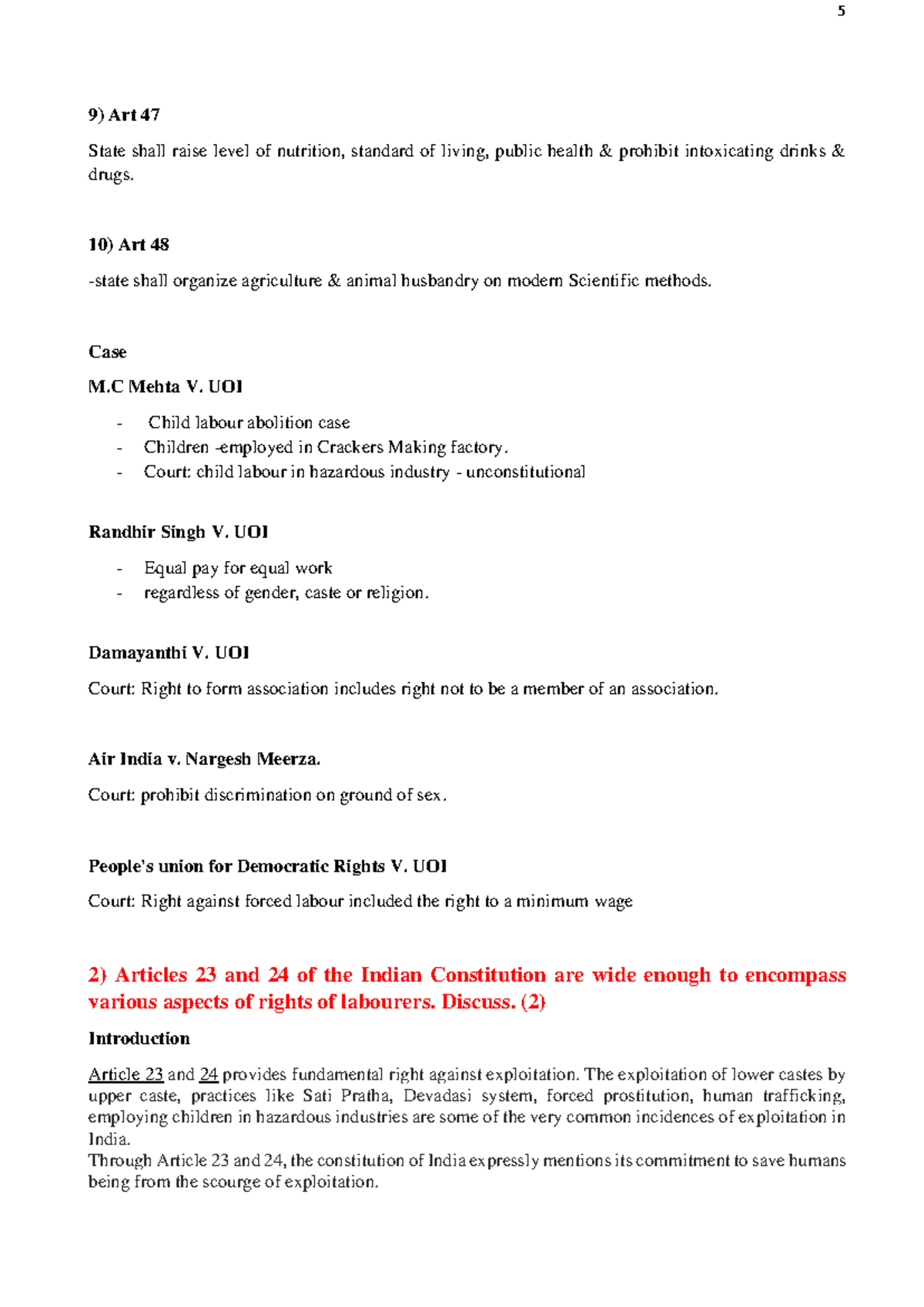 Case Study: Rights of Labourers under Articles 23 & 24 of the Indian ...