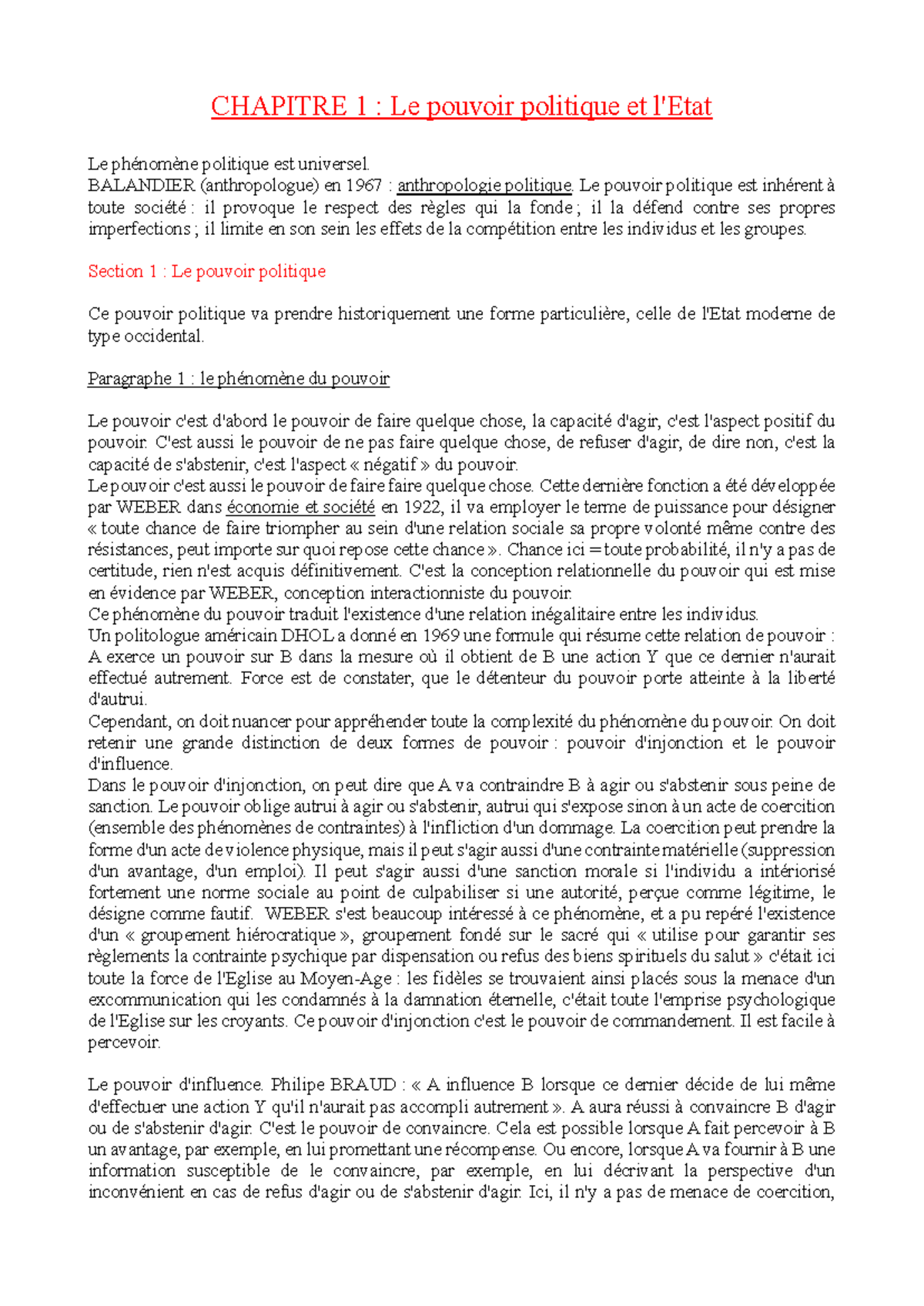 Chapitre 1 : Le Pouvoir Politique et l’État (Anthropologie Politique ...