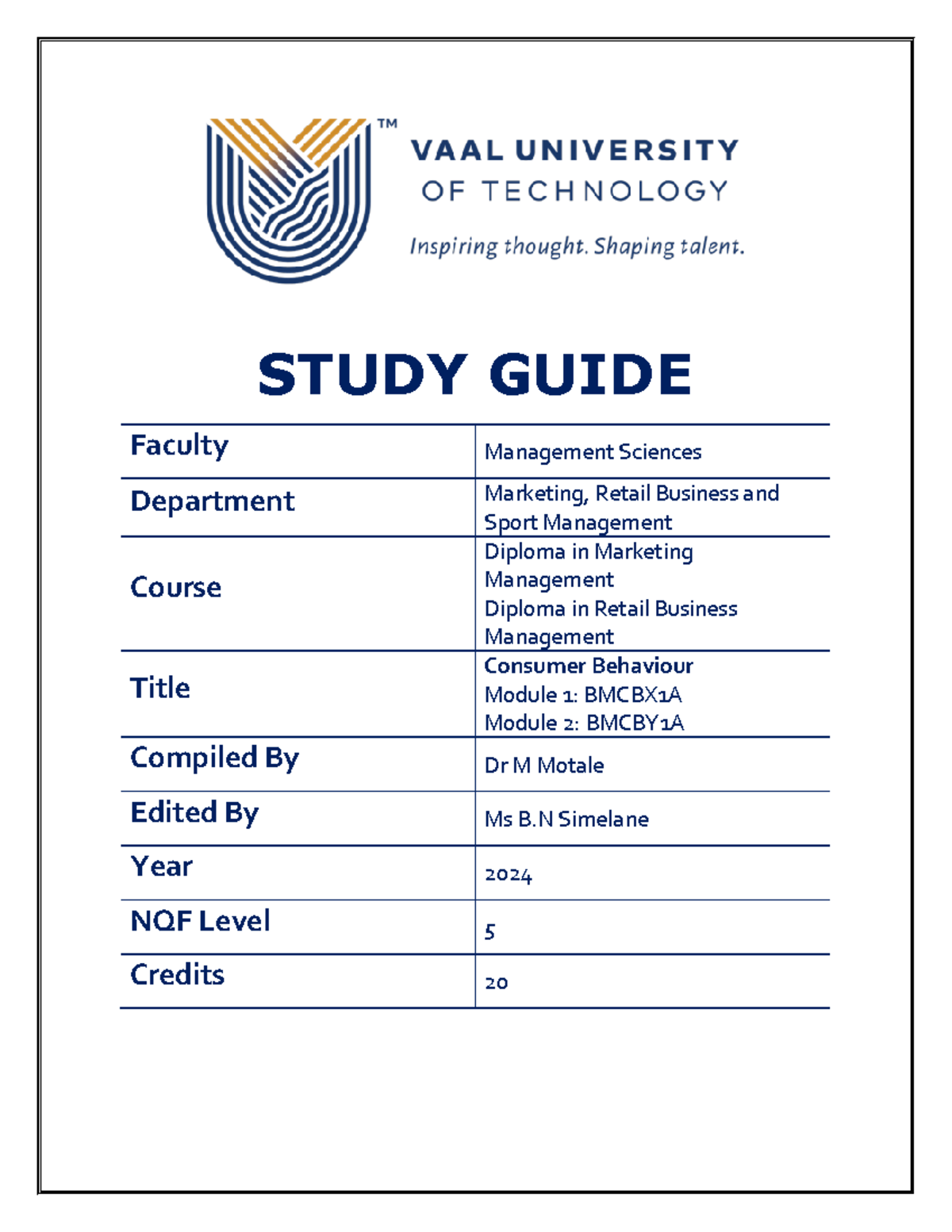 Consumer Behaviour 2024 Study Guide for BMCBX1A and BMCBY1A - Studocu