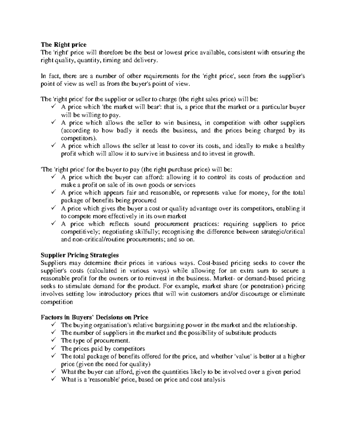 Procurement & Quality Management: Right Pricing Strategies in Supply ...