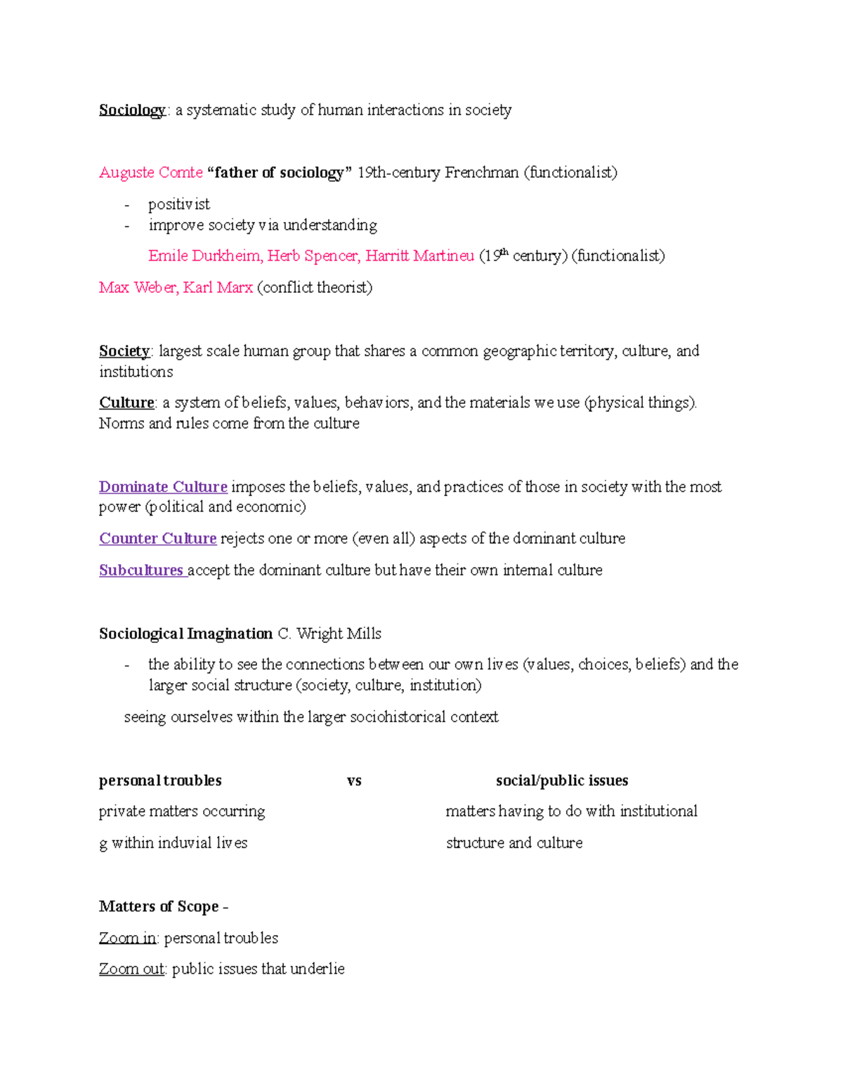 Sociology Chapter 1 - Understanding Sociological Imagination and ...