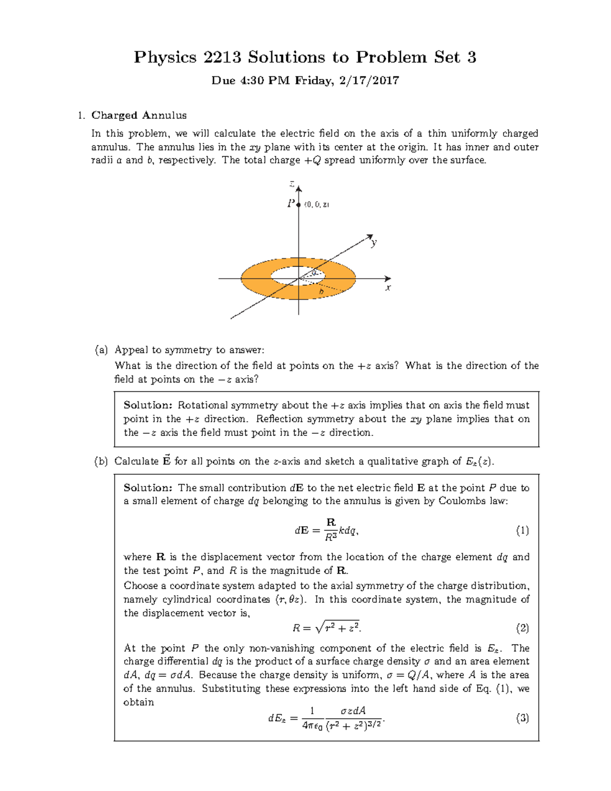 Problem Set 03 Solutions - 2017 - Physics 2213 Solutions to Problem Set ...