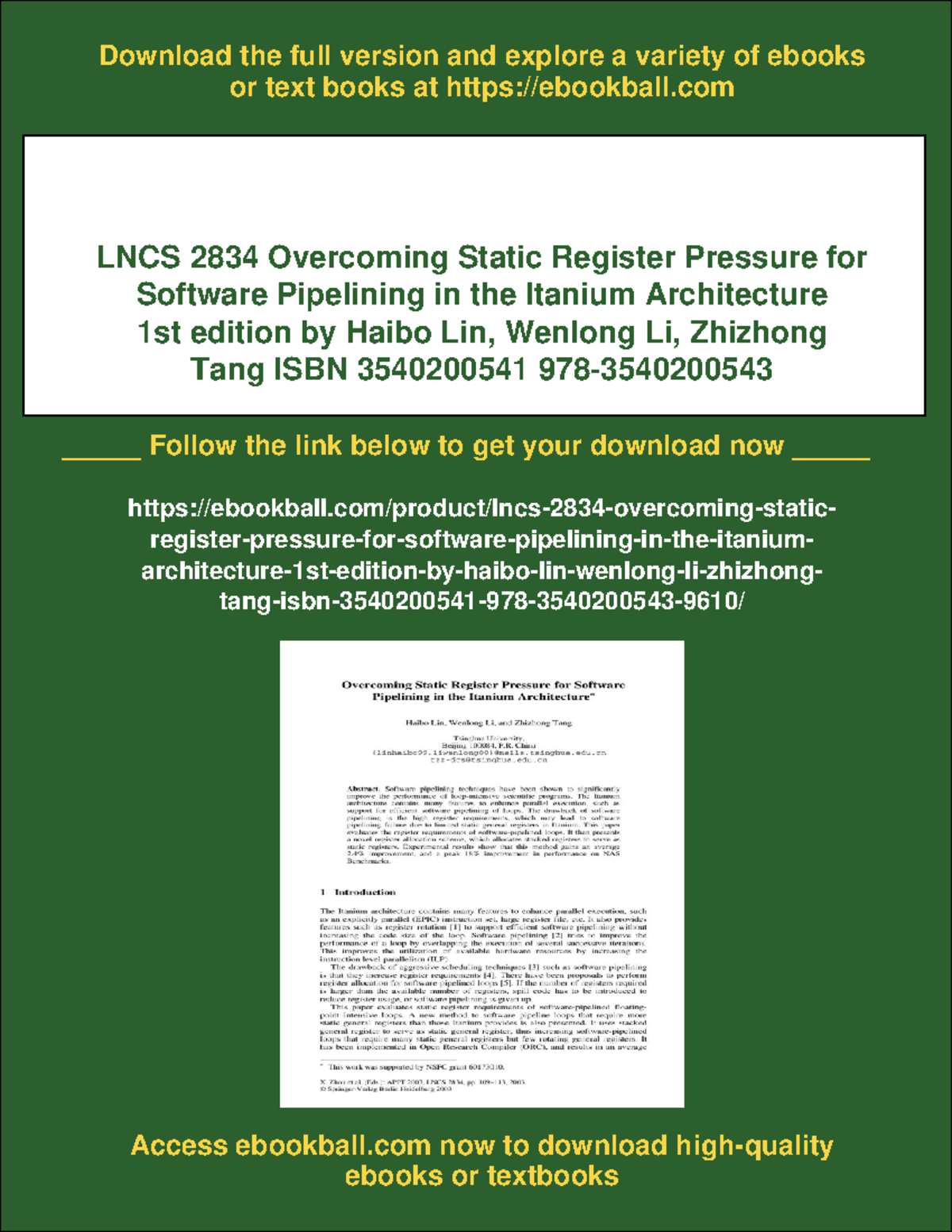 LNCS 2834: Overcoming Static Register Pressure in Itanium Architecture ...