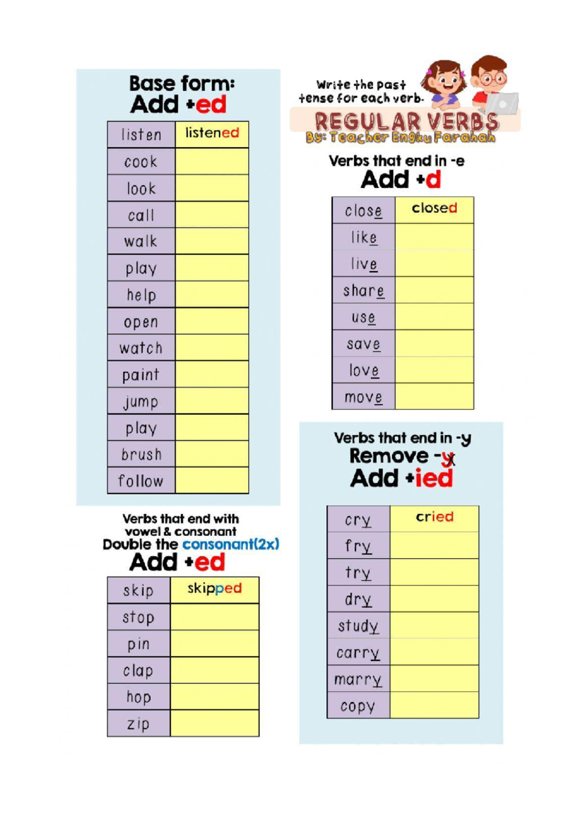 Worksheet 563344 - Past Tense Regular Verbs Practice - Studocu
