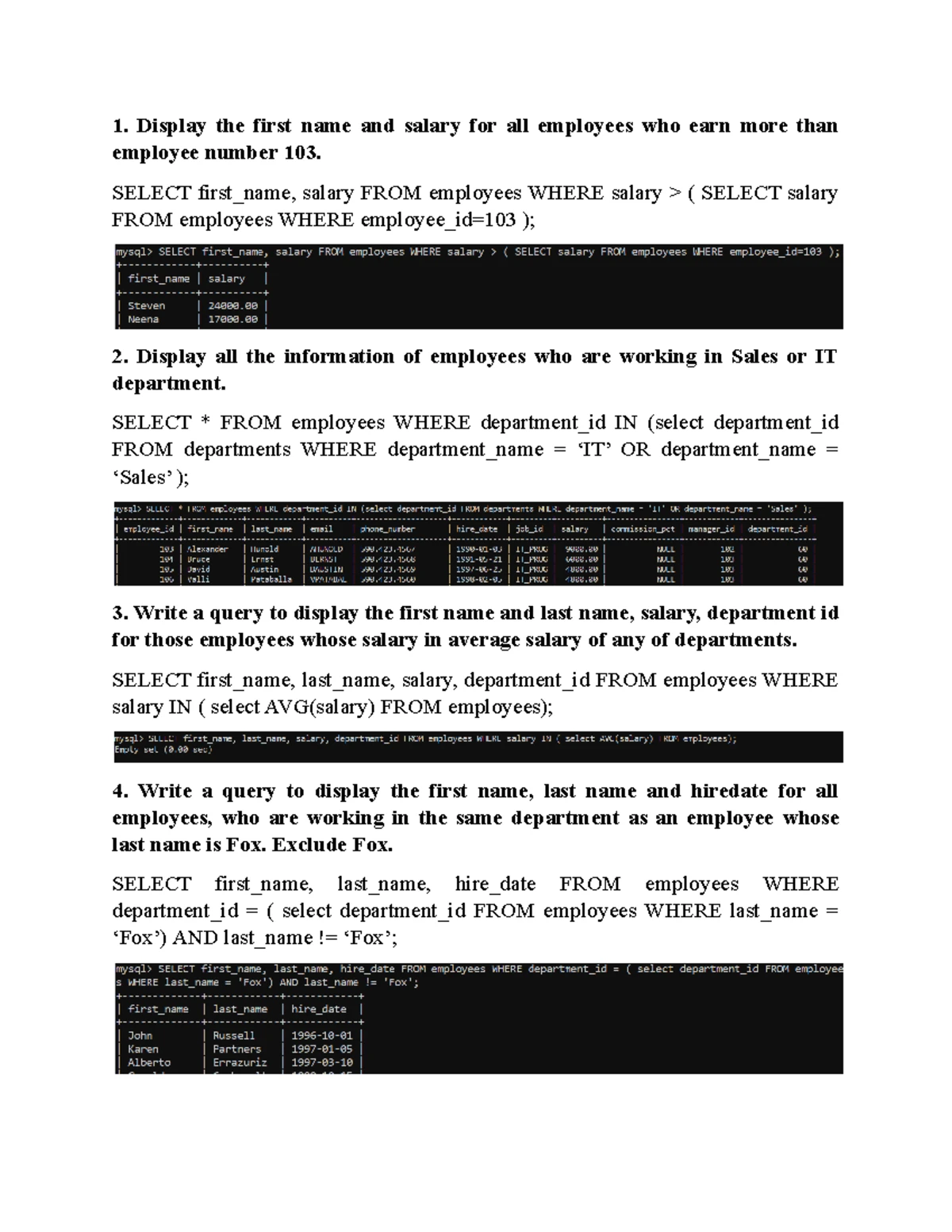 Quiz - SQL Practice Questions and Solutions - Studocu