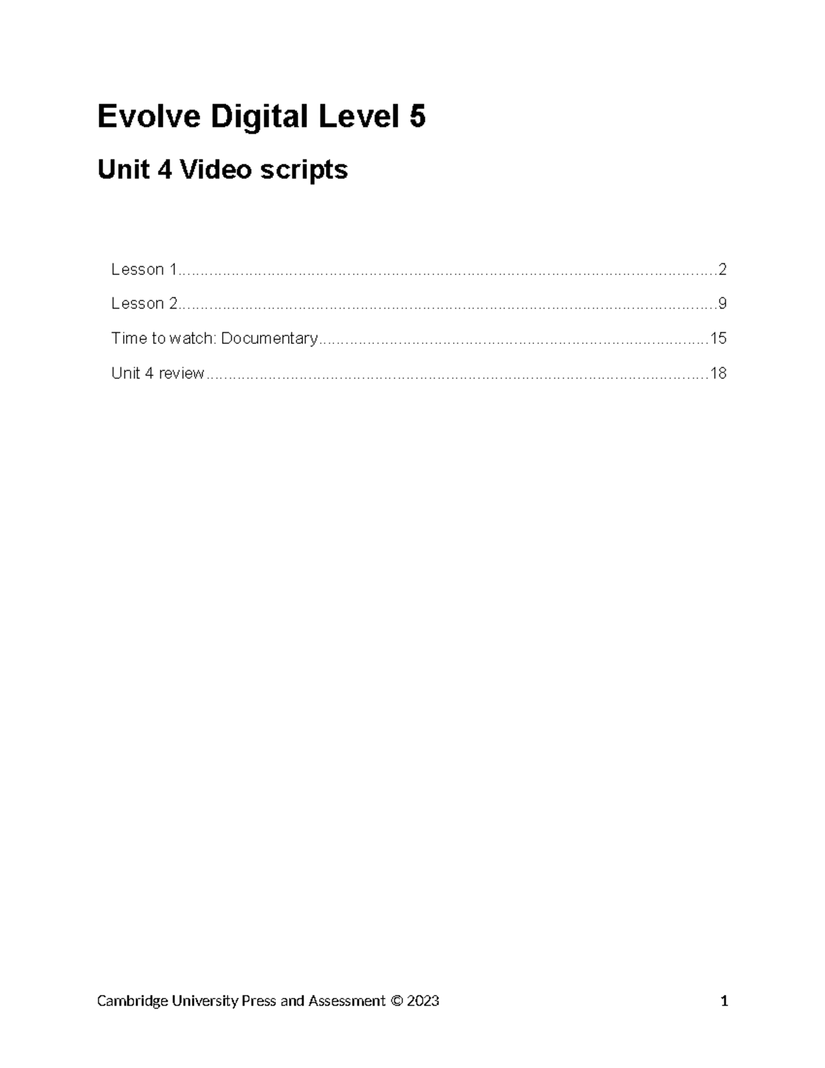 Evolve Digital Level 5 Unit 4 Video Scripts: Lessons and Grammar ...