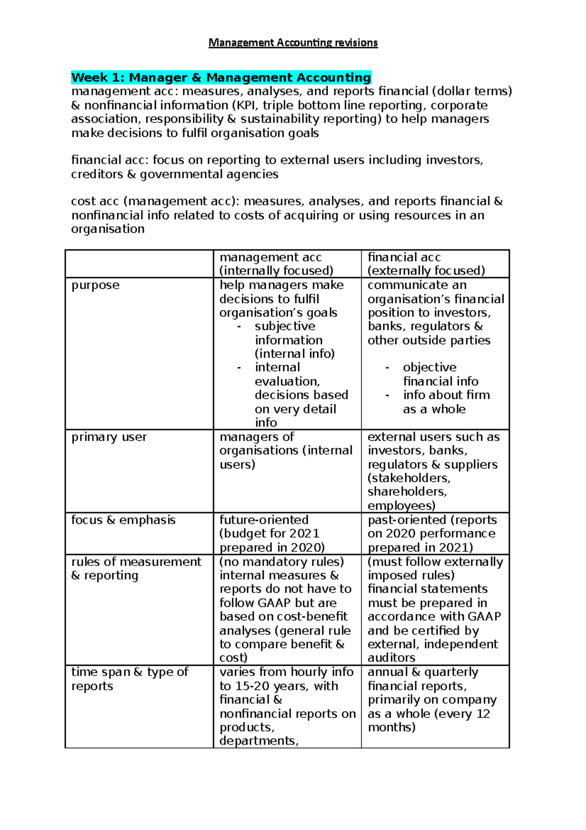 Management Accounting Midterm Study Guide (MGT 302) - Studocu