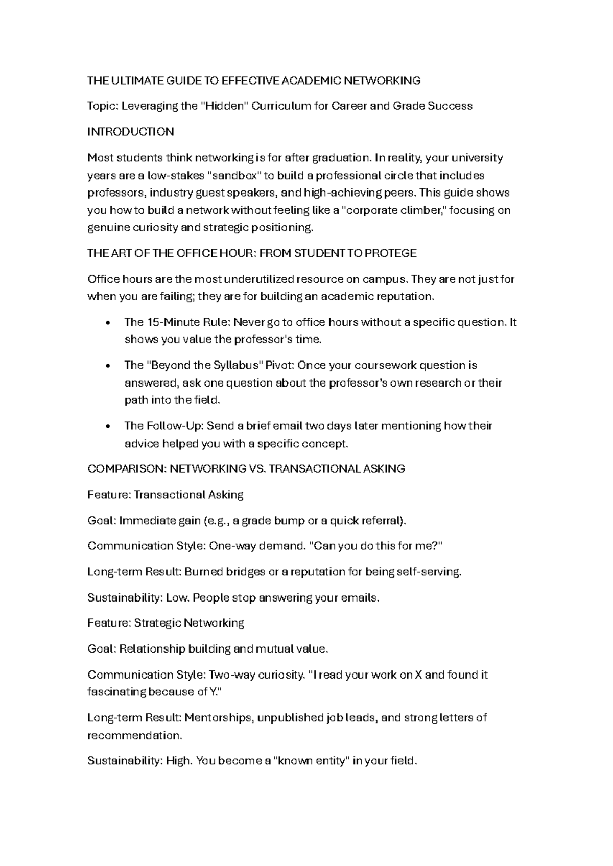 Effective Academic Networking Guide 2026: Career & Grade Success - Studocu