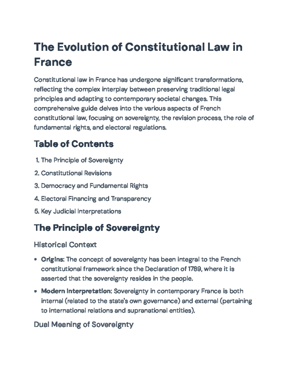 Evolution of French Constitutional Law: Principles & Changes - Studocu