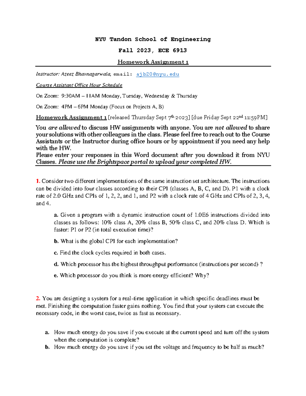 HW 1 ECE 6913 - homework - NYU Tandon School of Engineering Fall 2023 ...