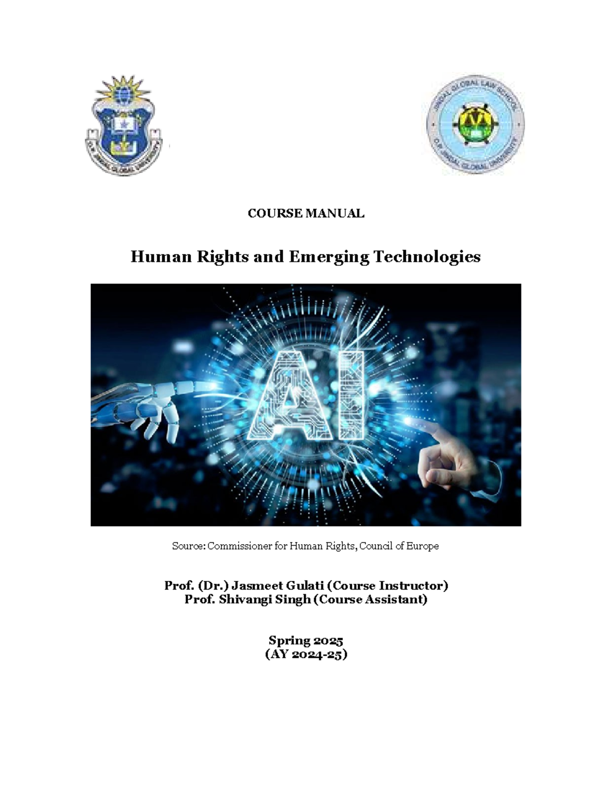 Course Manual: Human Rights and Emerging Technologies (HR 101) - Spring ...